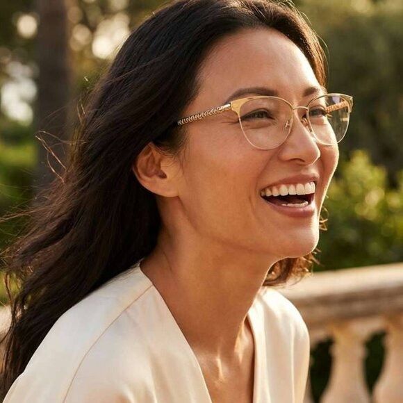 Versace Versace VE1297 1002 Eyeglasses Gold 53mm Cat Eye Frame Size ONE SIZE - 1 Thumbnail