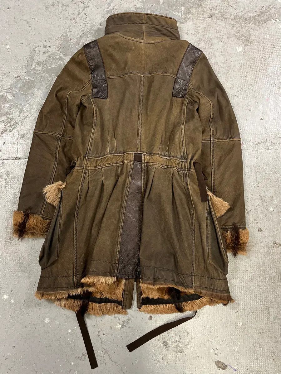 Designer × Marithe + Francois Girbaud × Vintage 2000s Marithé + François Girbaud Fur Brown Leather Jacket Size S / US 4 / IT 40 - 2 Thumbnail