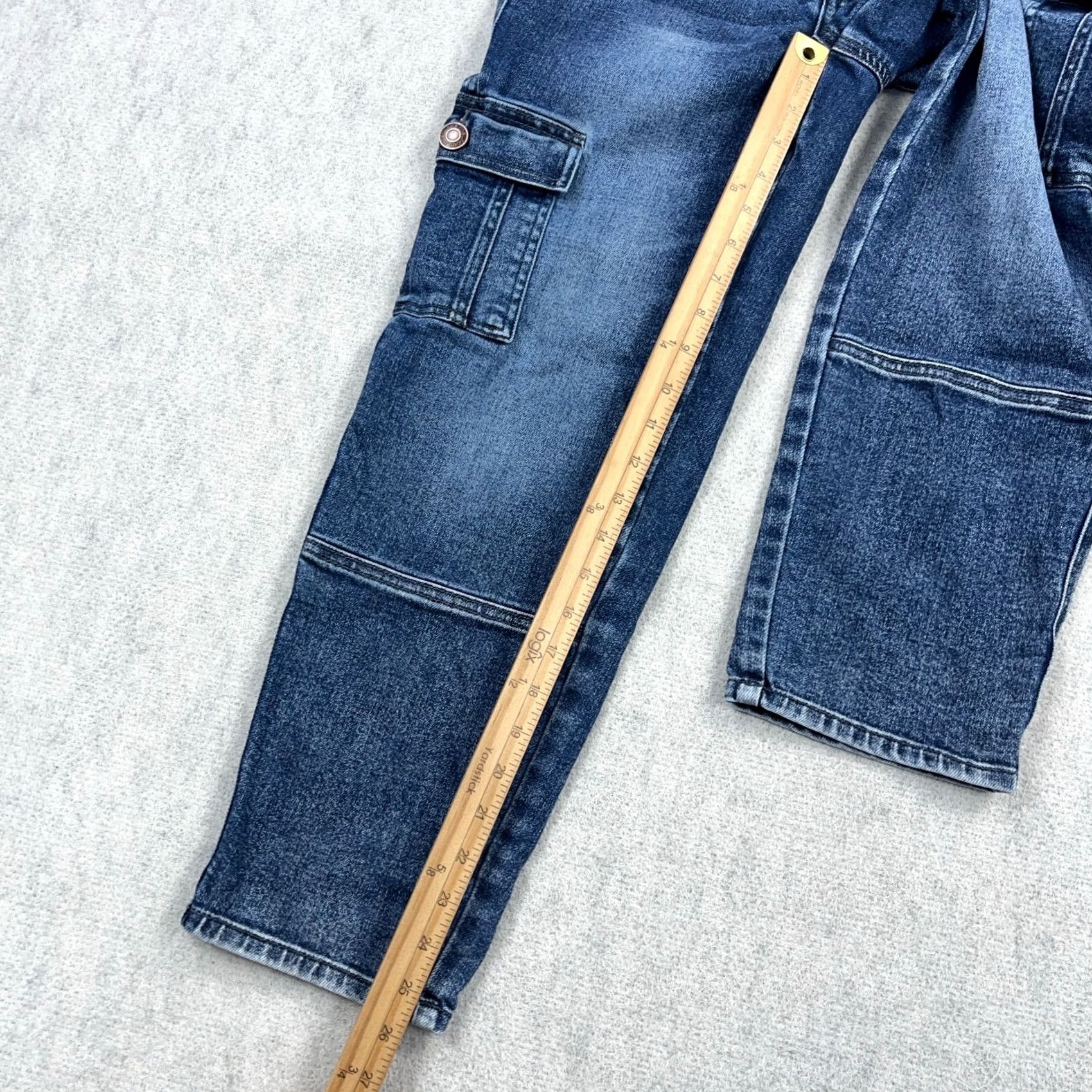 Vintage Maurices Jeans Women 4 Straight Leg High Rise Cargo Pockets Relaxed Fit Baggy Denim Blue 5-Pocket Design Regular Inseam 25.5 in Size 27" / US 4 / IT 40 - 6 Thumbnail