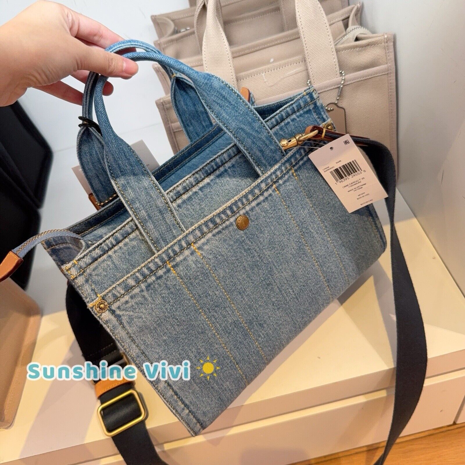 Coach NWT COACH Cargo Tote Denim Indigo Bag 26 CR659 Size ONE SIZE - 8 Thumbnail