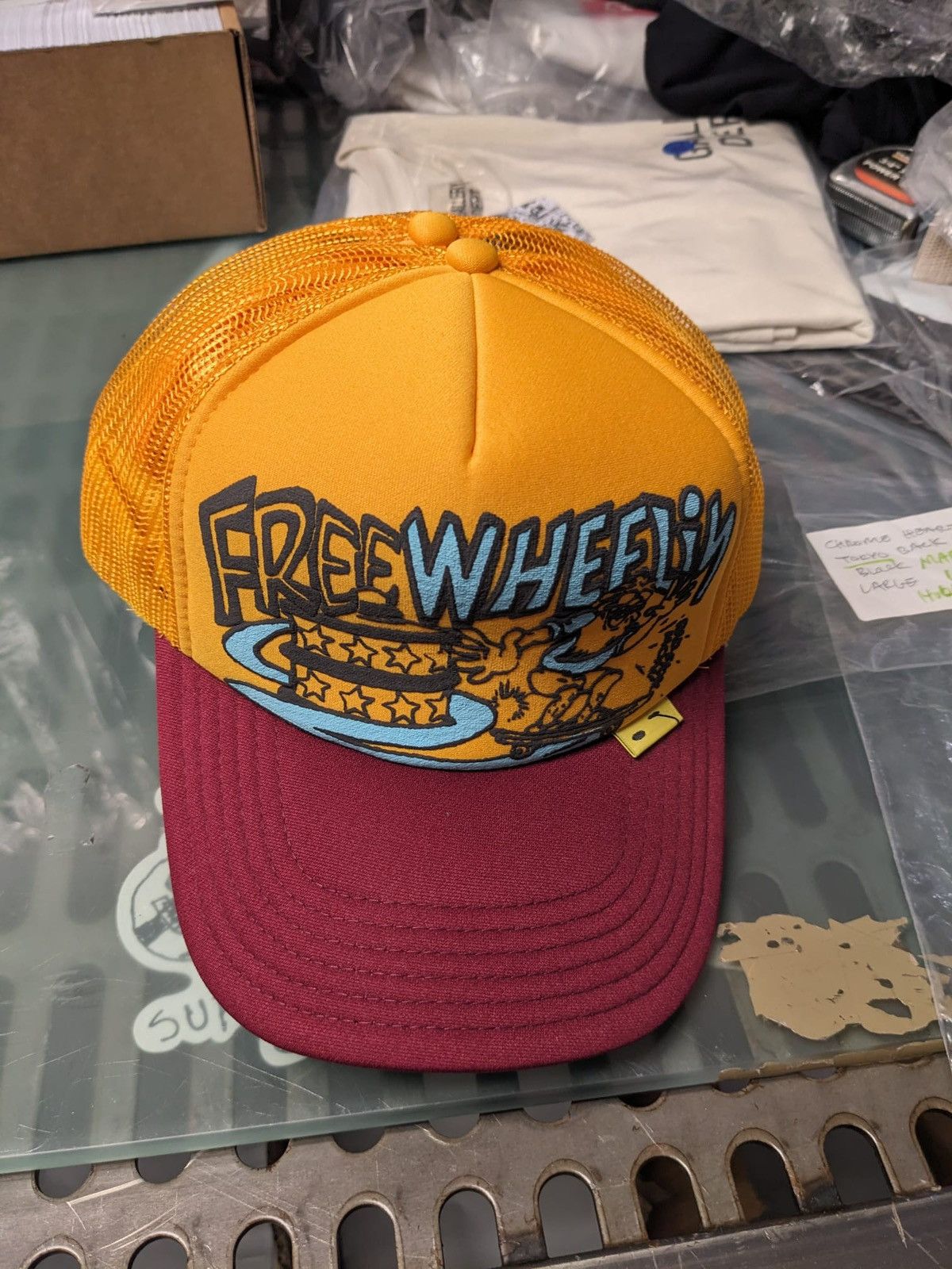 Kapital KAPITAL FREE WHEELIN TRUCKER CAP HAT YELLOW BURGUNDY Size ONE SIZE - 4 Thumbnail