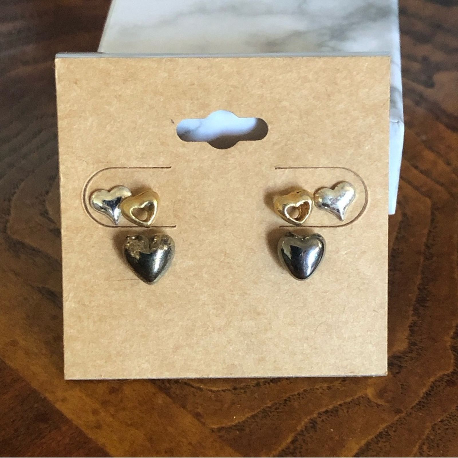 Vintage Set of three pairs of heart fashion post earrings Size ONE SIZE - 1 Thumbnail