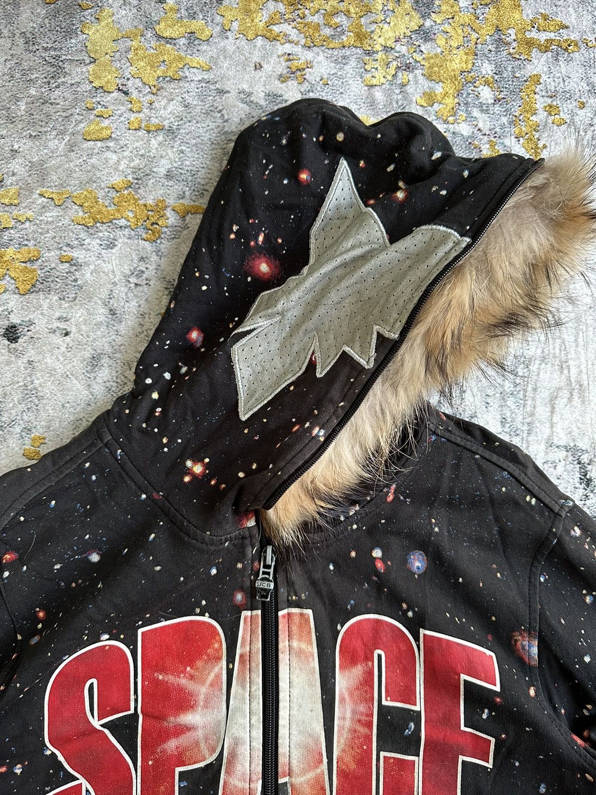 20471120 FADED JCB SPACE GALAXY AOP FUR FULL ZIPPER HOODIE LGB STYLE Size US L / EU 52-54 / 3 - 10 Thumbnail