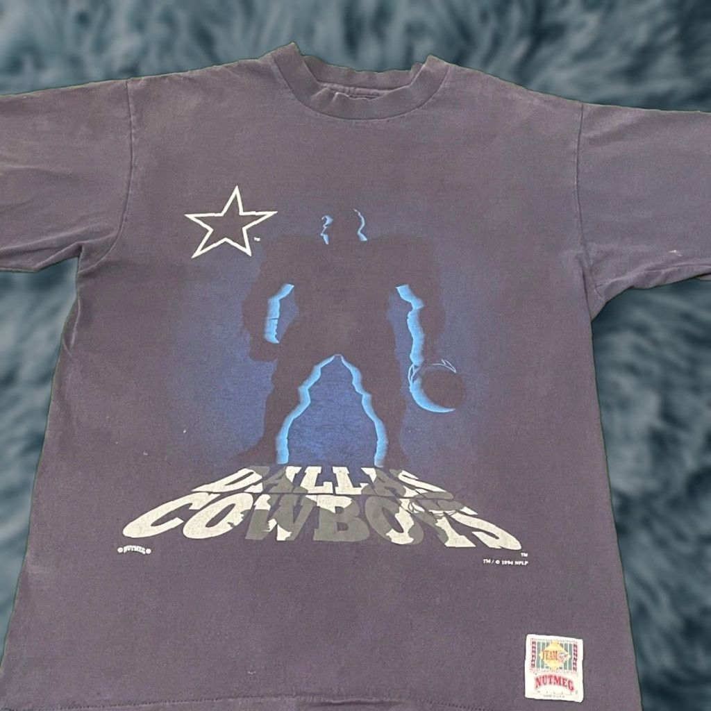 VINTAGE 90s Dallas Cowboys Nutmeg Shadow Giant Graphic NFL Shirt Mens L