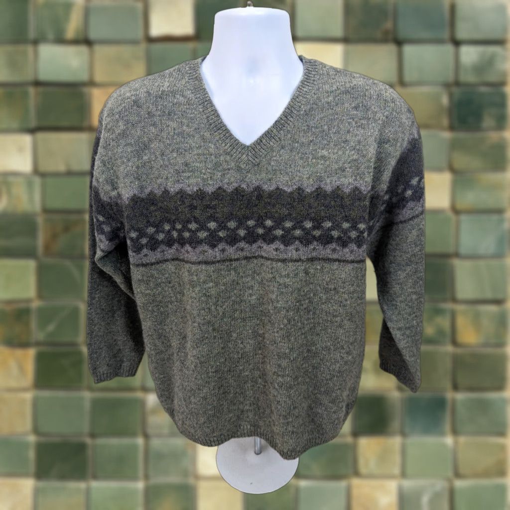 Vintage VINTAGE Express Bleus Sweater Pullover 90s Wool Crew Neck Long Sleeve Men’s Large Green 100% Wool Ski Fall Winter S10 90s Classic Theme Mens Size US L / EU 52-54 / 3 - 1 Thumbnail