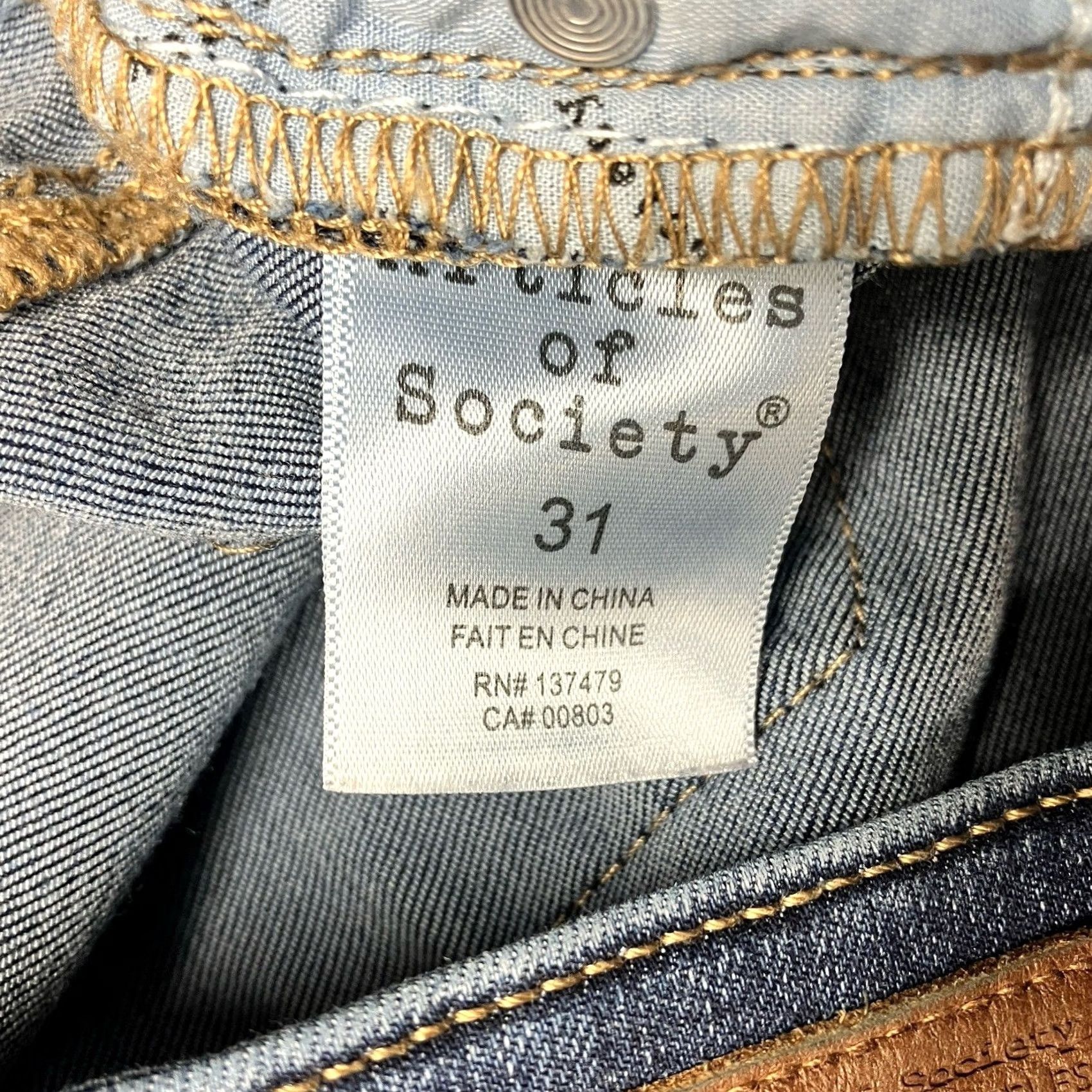 Vintage Articles of Society Jeans Cropped Regular 31 Dark Wash Stretch Raw Hem Jeans Womens Size 24" / US 00 / IT 34 - 6 Thumbnail