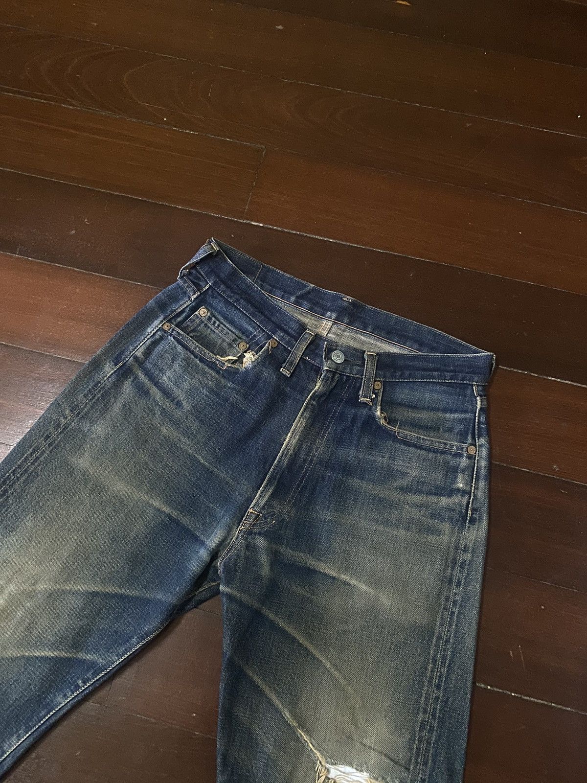 Denime FIRE VINTAGE DENIME JAPAN BRAND FLARE JEANS DISTRESSED RIP Size US 32 / EU 48 - 7 Thumbnail