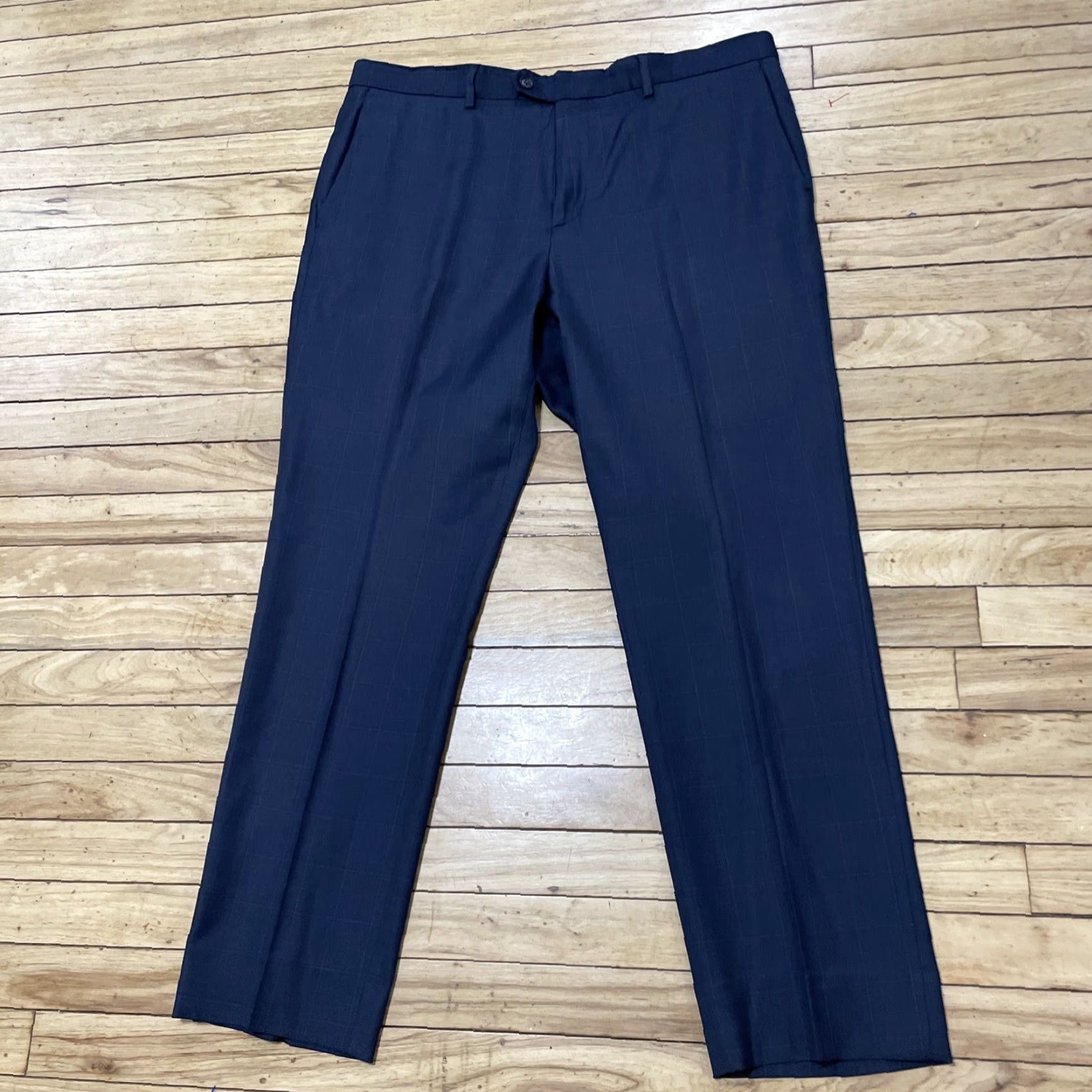 Vintage JACK SPADE Wool Pants Men 39 Blue Gray Plaid Preppy Dress Slacks Trousers 38x31 Pants Size US 39 - 3 Thumbnail
