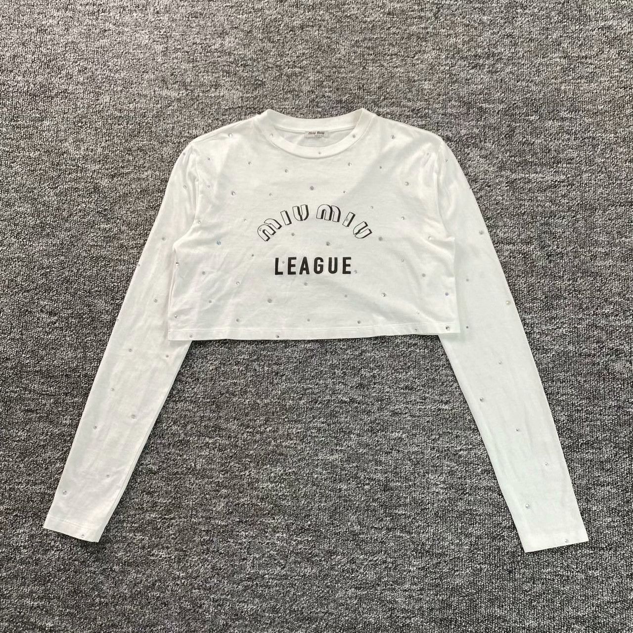 Miu Miu Miu Miu Retro Embroidered White T-Shirt XS Women Size XS / US 0-2 / IT 36-38 - 1 Thumbnail
