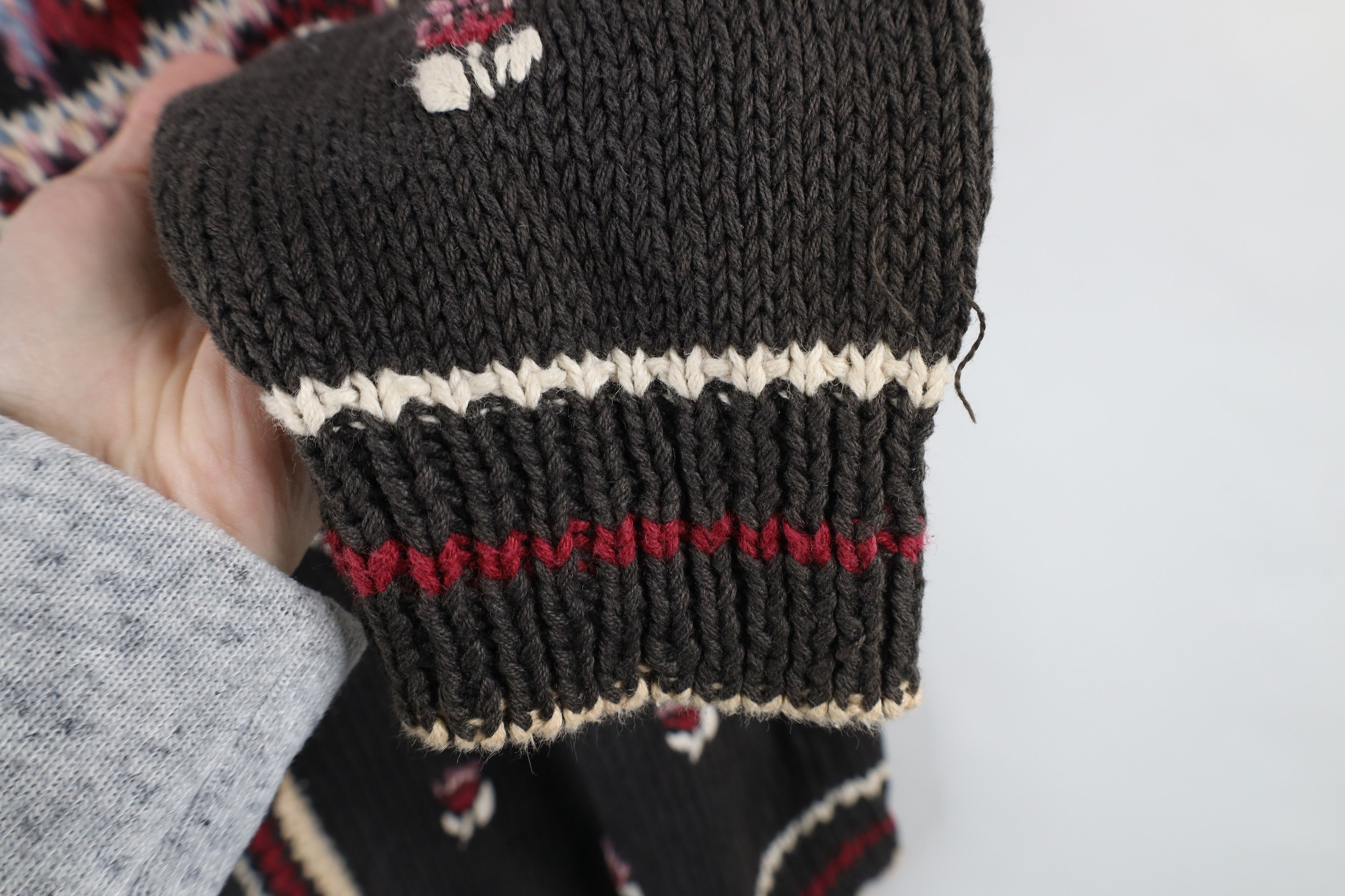 Vintage Vintage 90s Farmhouse Flower Fair Isle Knit Cardigan Sweater Size M / US 6-8 / IT 42-44 - 5 Thumbnail