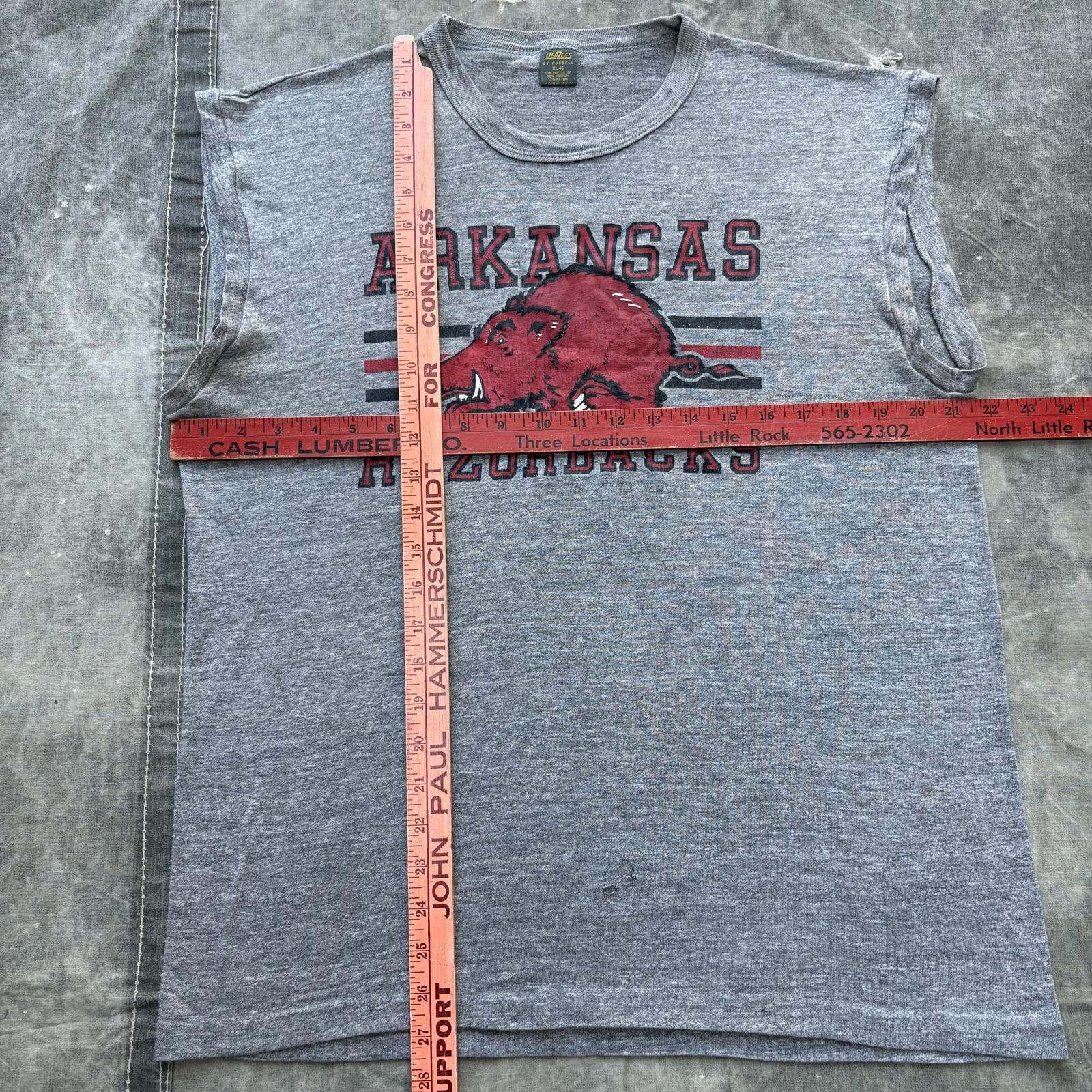 Jerzees Vintage 80s University Arkansas Razorbacks Sleeveless Shirt Size US L / EU 52-54 / 3 - 4 Thumbnail