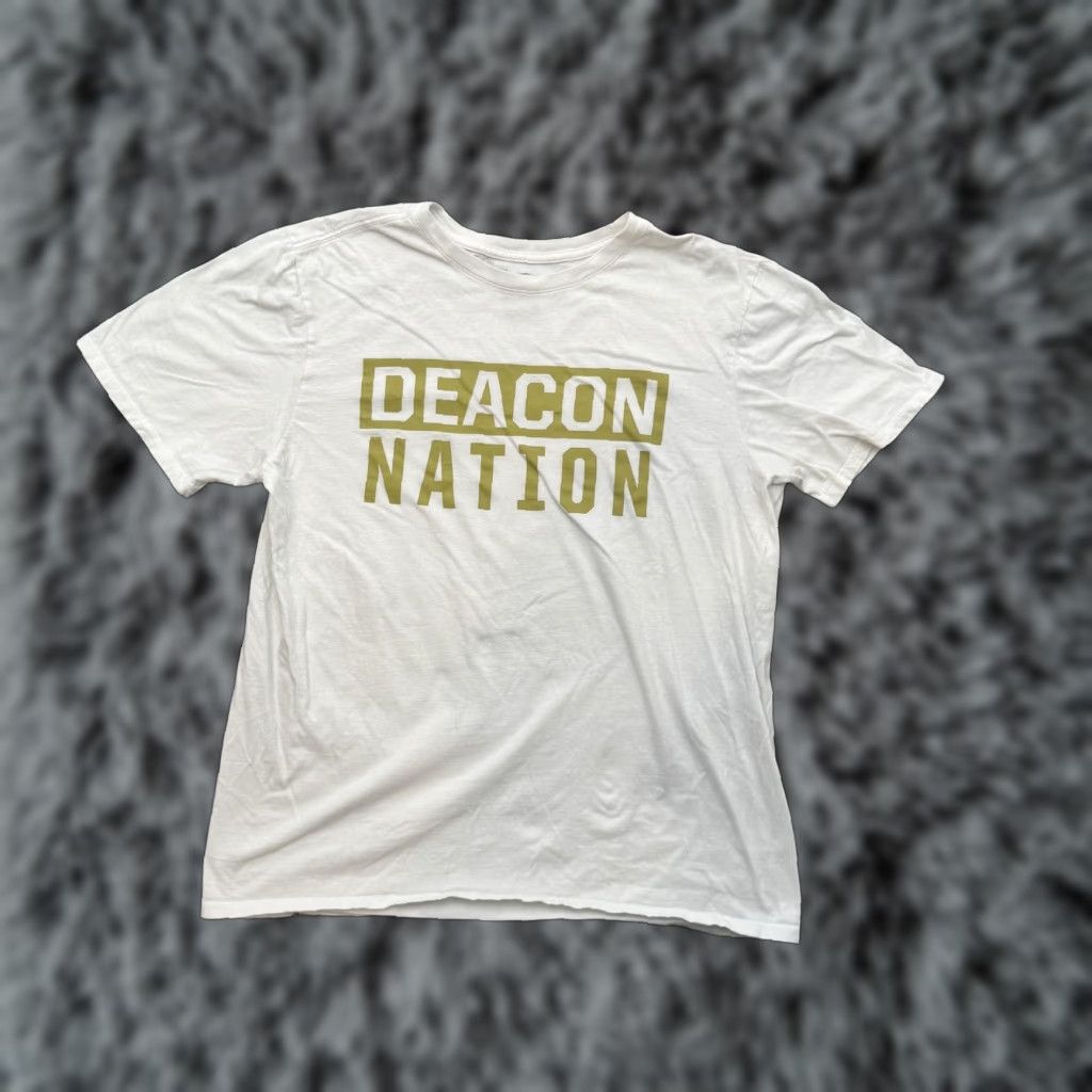 Nike Wake Forest Deacon Nation Shirt Nike Mens Large White Tee College NCAA Crew Neck Short Sleeve Graphic Print Size US L / EU 52-54 / 3 - 1 Thumbnail