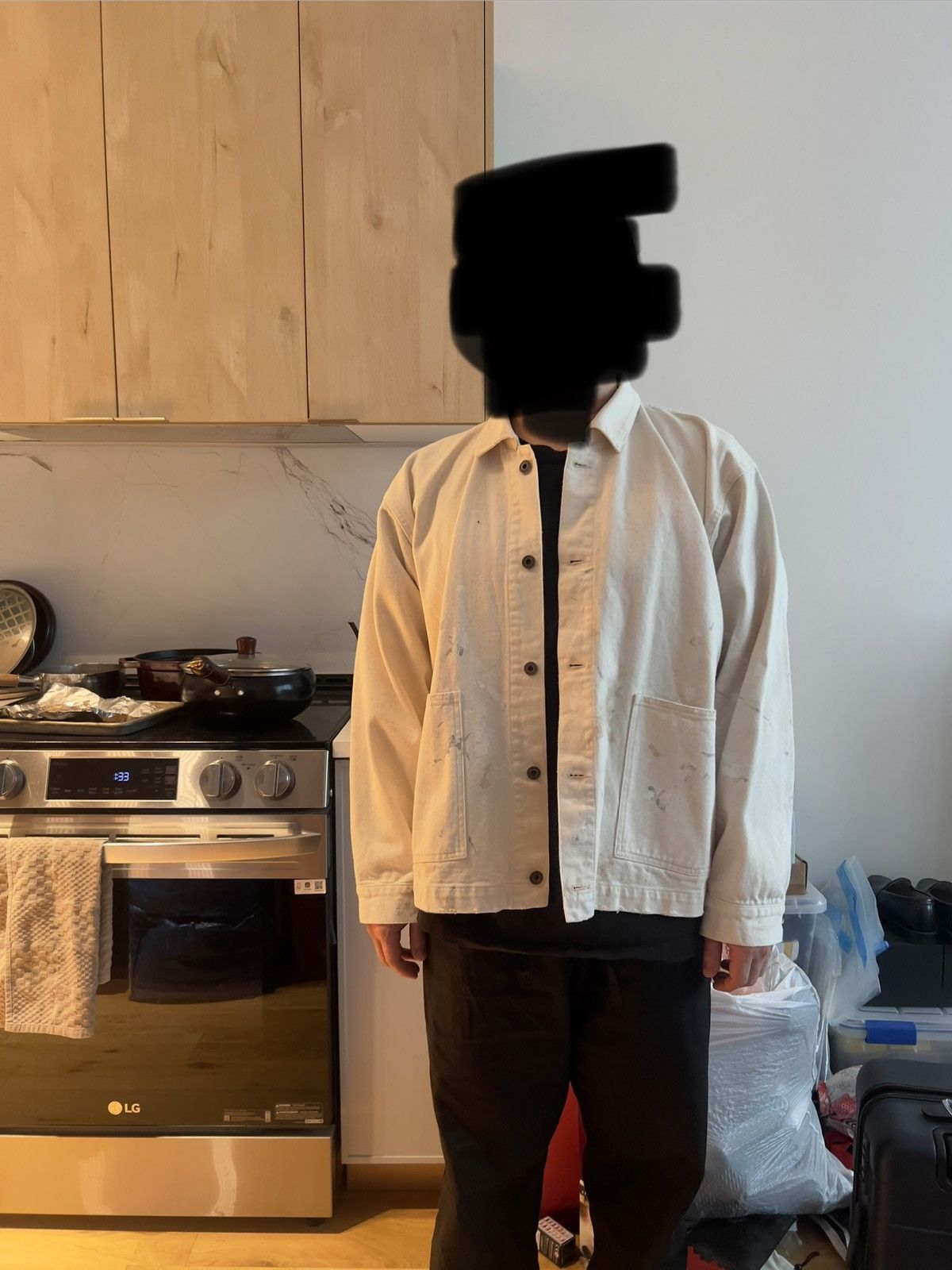 Taiga Takahashi Taiga Takahashi LOT.303 COVERALL JACKET IVORY PAINT Size US L / EU 52-54 / 3 - 8 Thumbnail