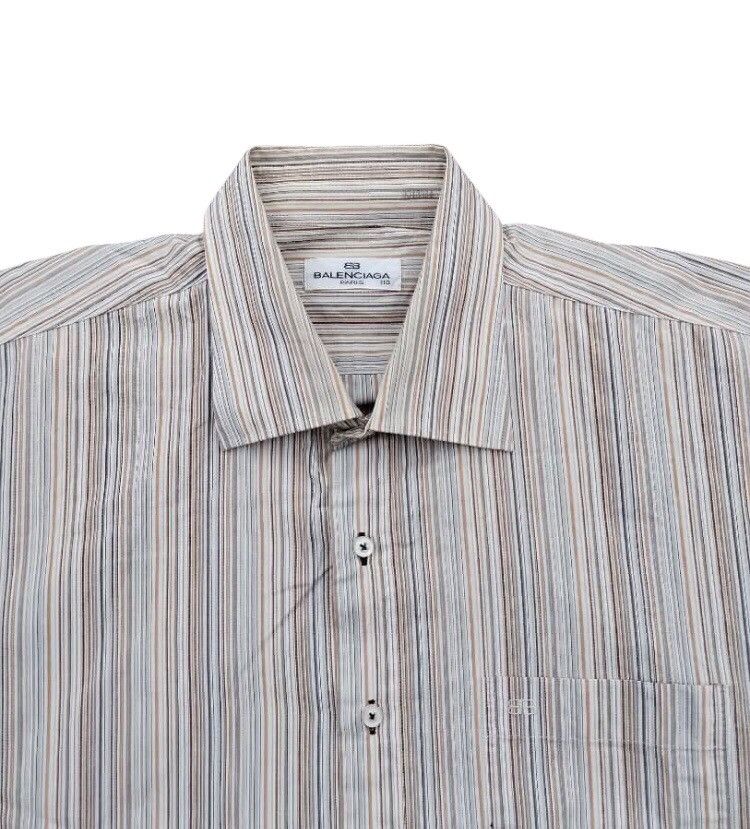 Balenciaga × Designer Vintage Balenciaga Striped Multiclor Long Sleeve Shirt Size US XL / EU 56 / 4 - 1 Thumbnail