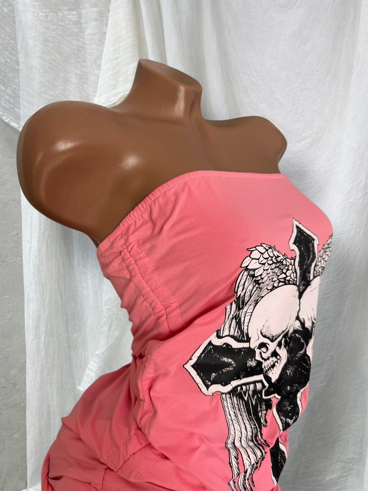 If Six Was Nine Affliction Style Y2K Gothic Skull Print Mini Dress Size M / US 6-8 / IT 42-44 - 4 Thumbnail
