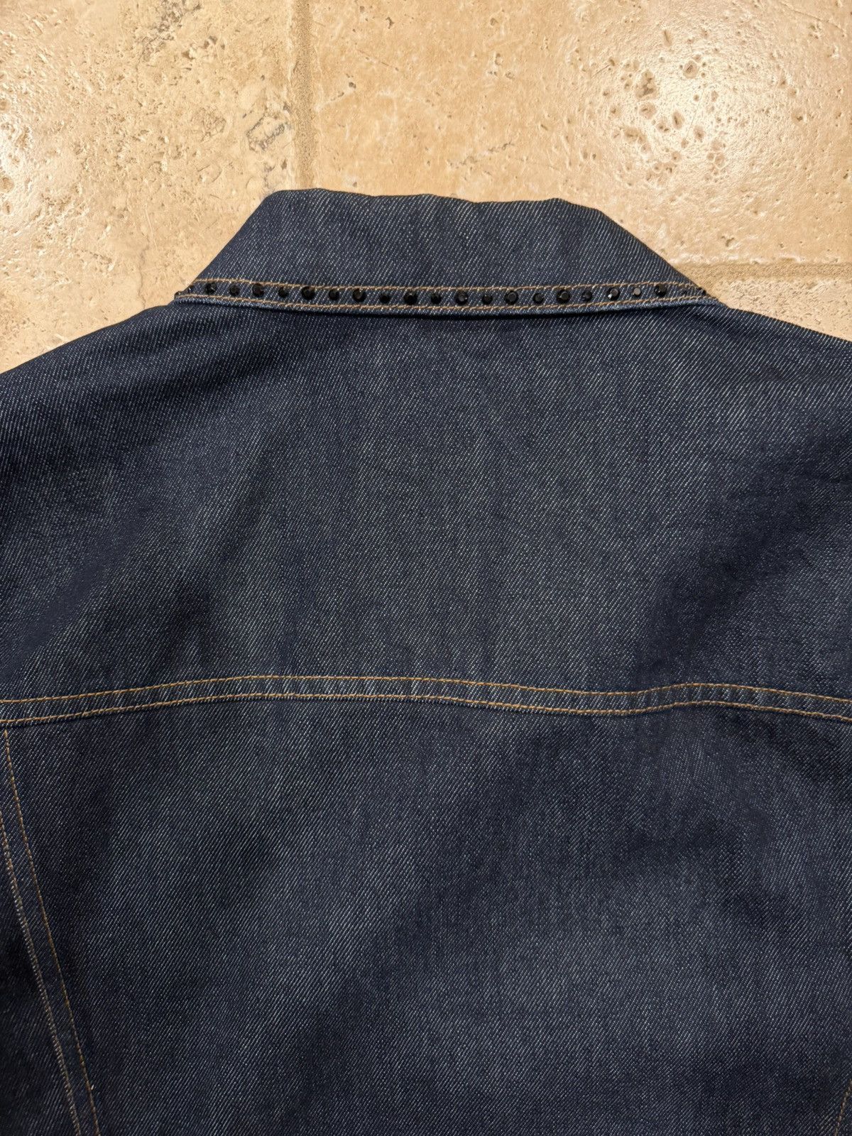 Dries Van Noten Dries Van Noten Rhinestoned Studd Navy Denim Trucker Jacket Size US L / EU 52-54 / 3 - 13 Thumbnail