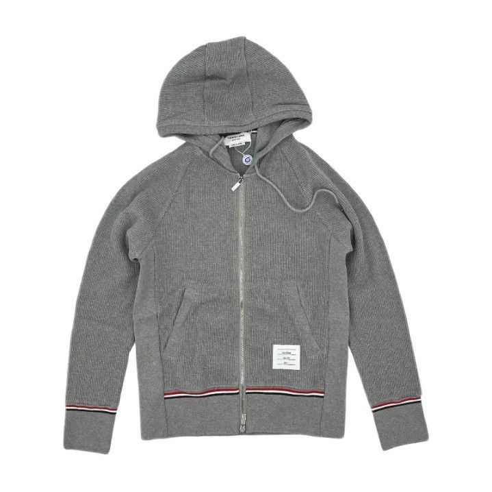 Thom Browne Thom Browne Gray Zip-Up Hooded Jacket Size US S / EU 44-46 / 1 - 1 Thumbnail