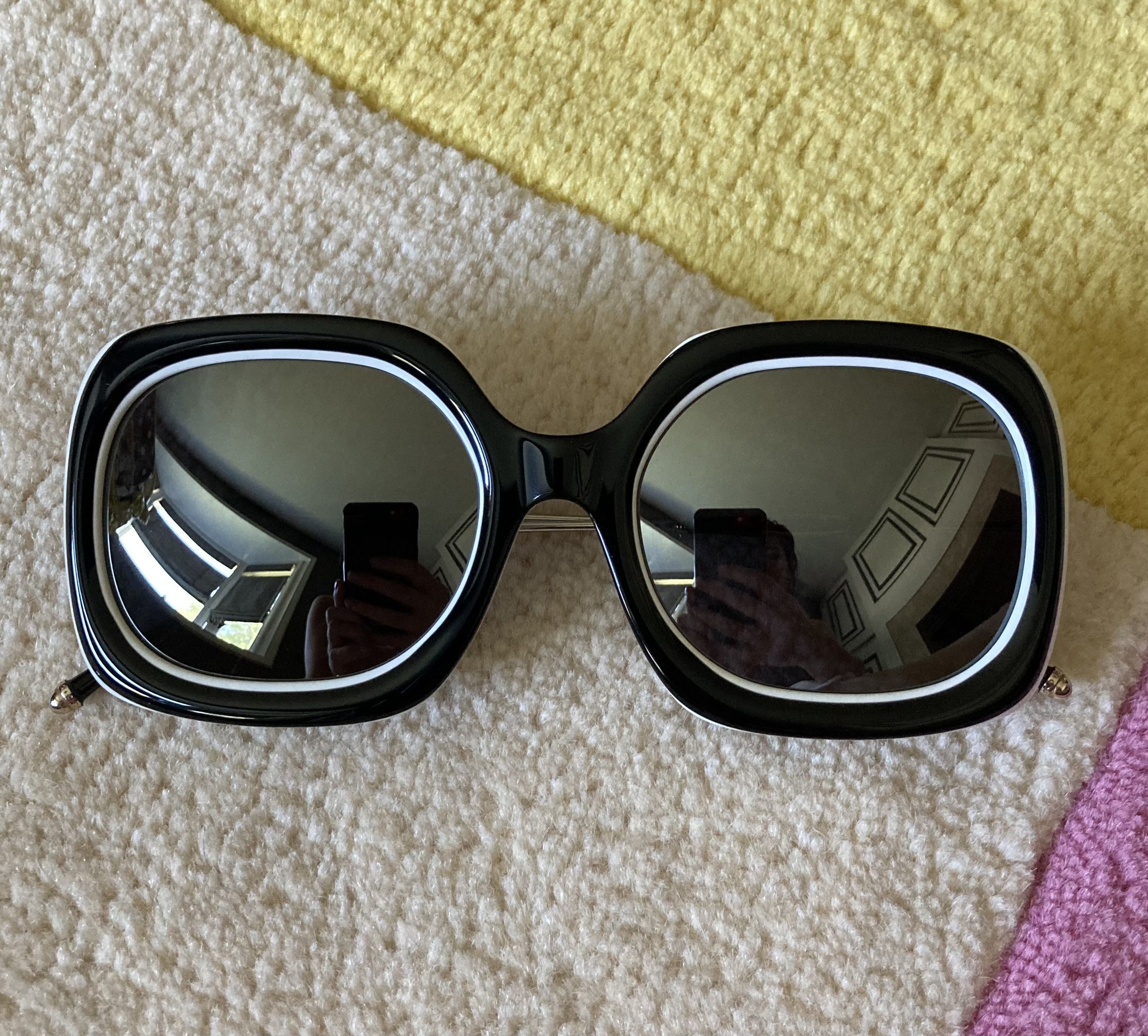 Matsuda Matsuda Japan M2035 Black White Square Sunglasses Retro 60s Size ONE SIZE - 2 Thumbnail