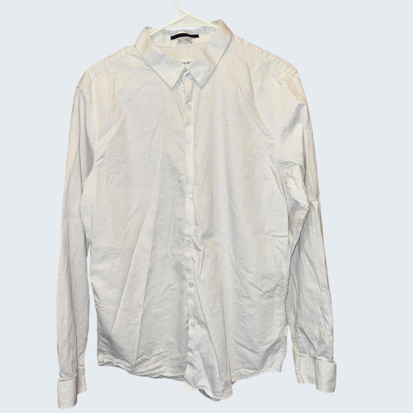 Calvin Klein Calvin Klein Mens Slim Micro Dot Button Down L Long Sleeve Size US L / EU 52-54 / 3 - 1 Thumbnail