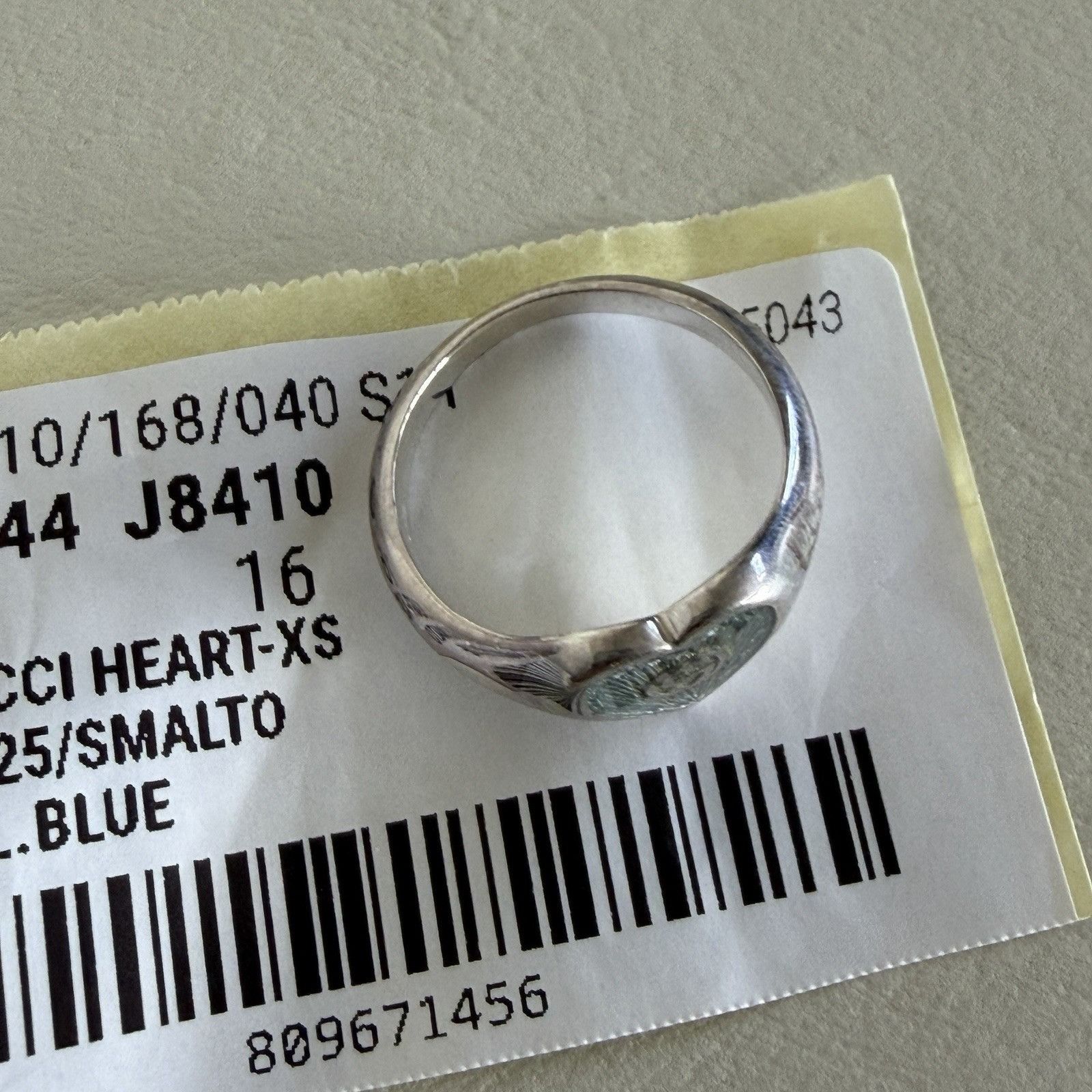Gucci NEW Gucci Blue Enamel Heart Ring Interlocking G Sterling Sil Size ONE SIZE - 9 Thumbnail