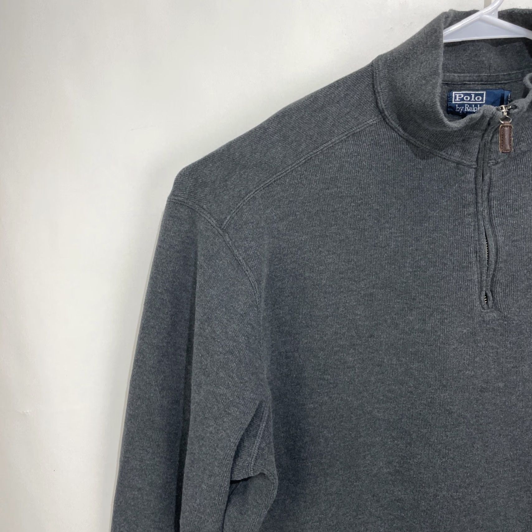Polo Ralph Lauren VINTAGE Polo Ralph Lauren Sweater Mens 2XL Grey Cotton 1/4 Zip Mock Neck Pullover Casual Knit Pony Logo Classic Size US XXL / EU 58 / 5 - 4 Thumbnail