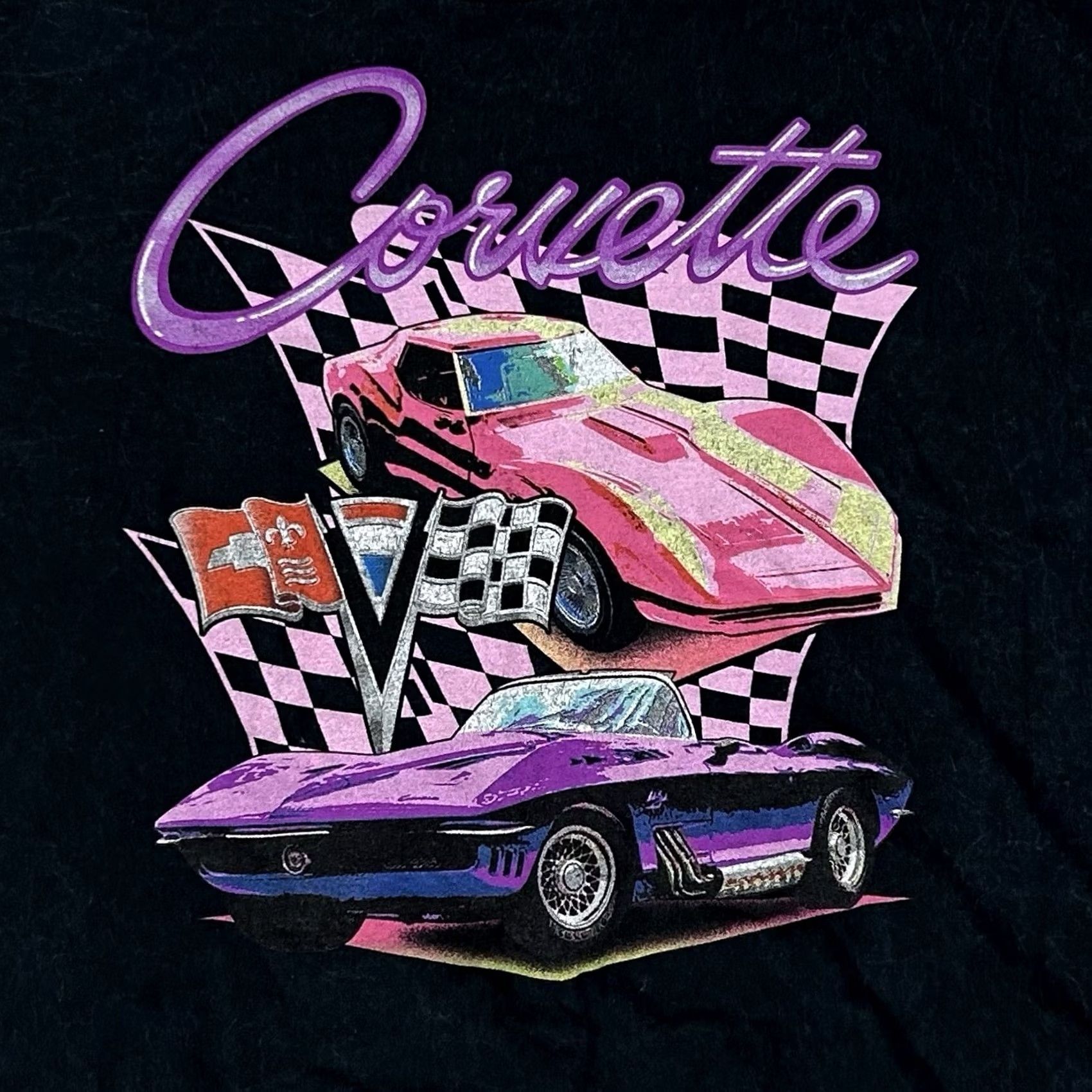 Pinko Vogue Corvette Graphic Crop Top T-shirt Women's XL Black Pink Purple Short Sleeve Tee Size XL / US 12-14 / IT 48-50 - 2 Thumbnail