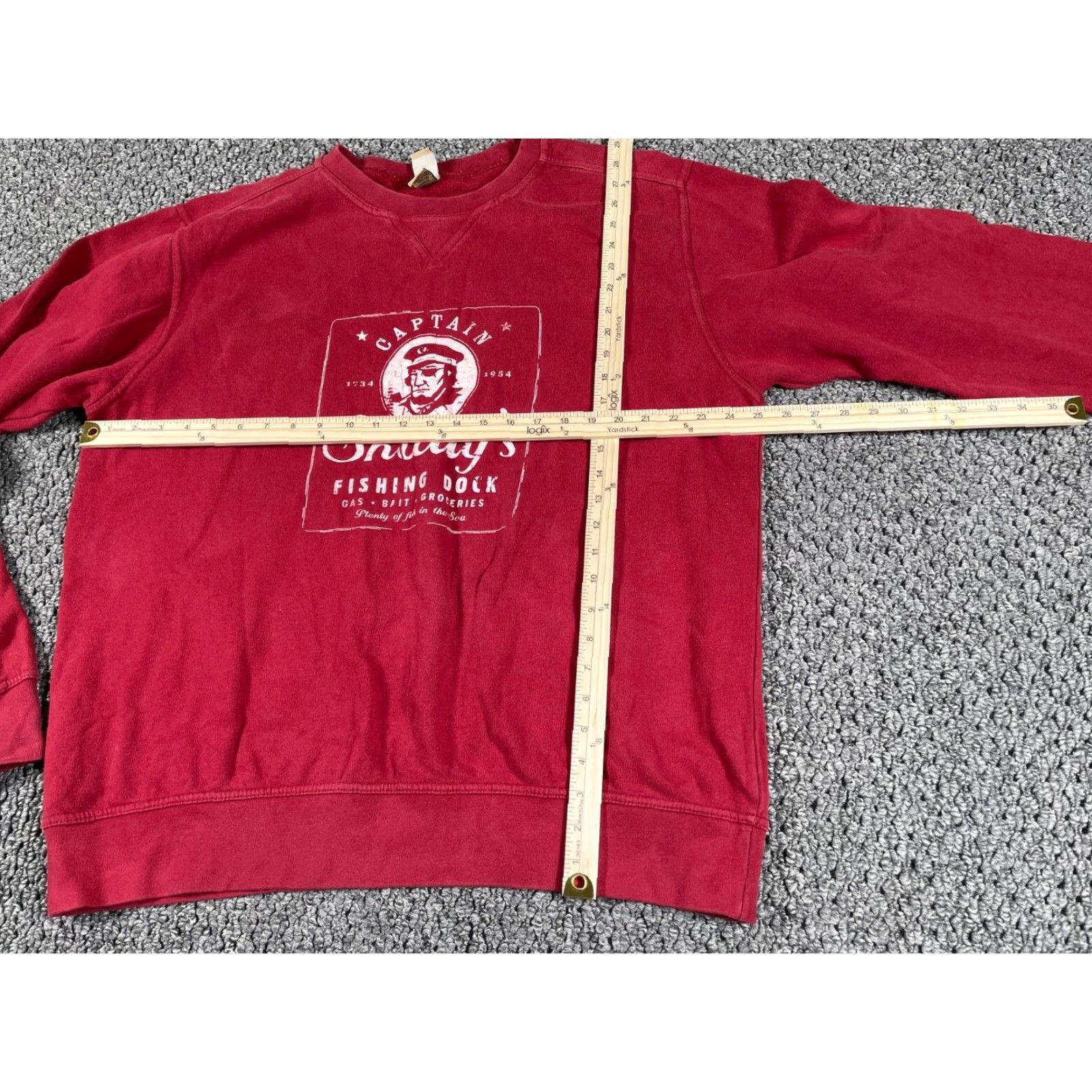 Fossil Fossil Sweatshirt Red 2XL Adult Crewneck Captain Skully Fishing Dock Print Retro Nautical Hipster Pullover Size US XXL / EU 58 / 5 - 6 Thumbnail