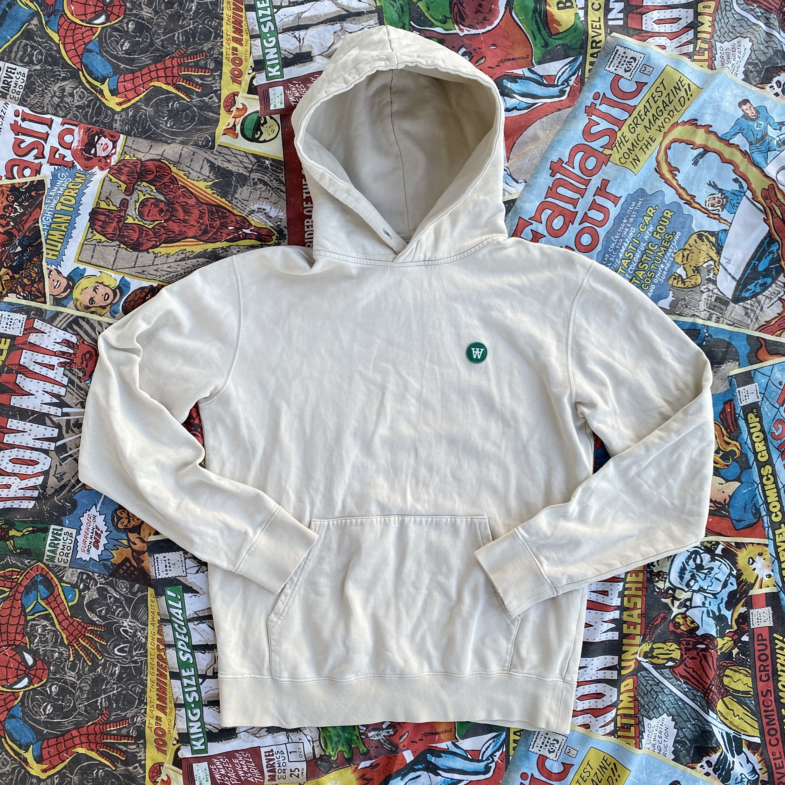 Wood Wood Wood wood cream green logo hoodie - M Size US M / EU 48-50 / 2 - 1 Thumbnail
