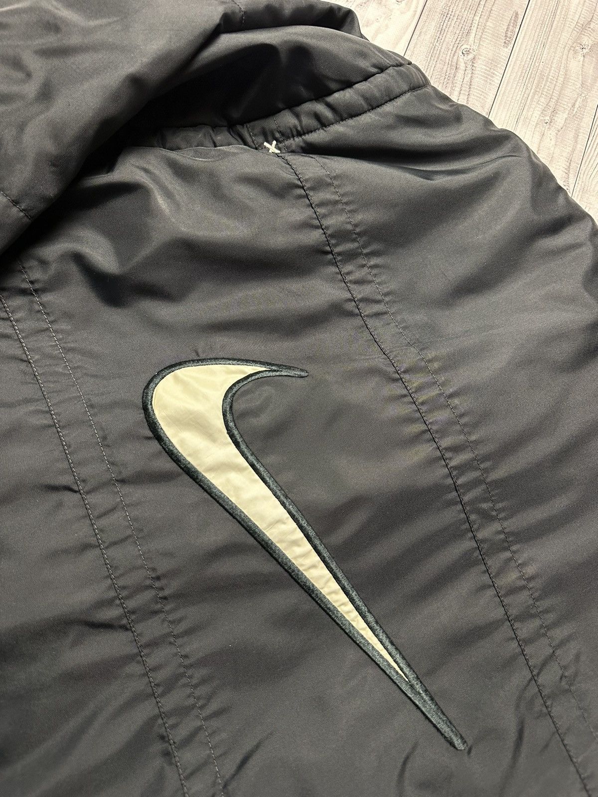 Vintage Vintage Nike big swoosh jacket reversible drill bomber L/XL Size US XL / EU 56 / 4 - 7 Thumbnail