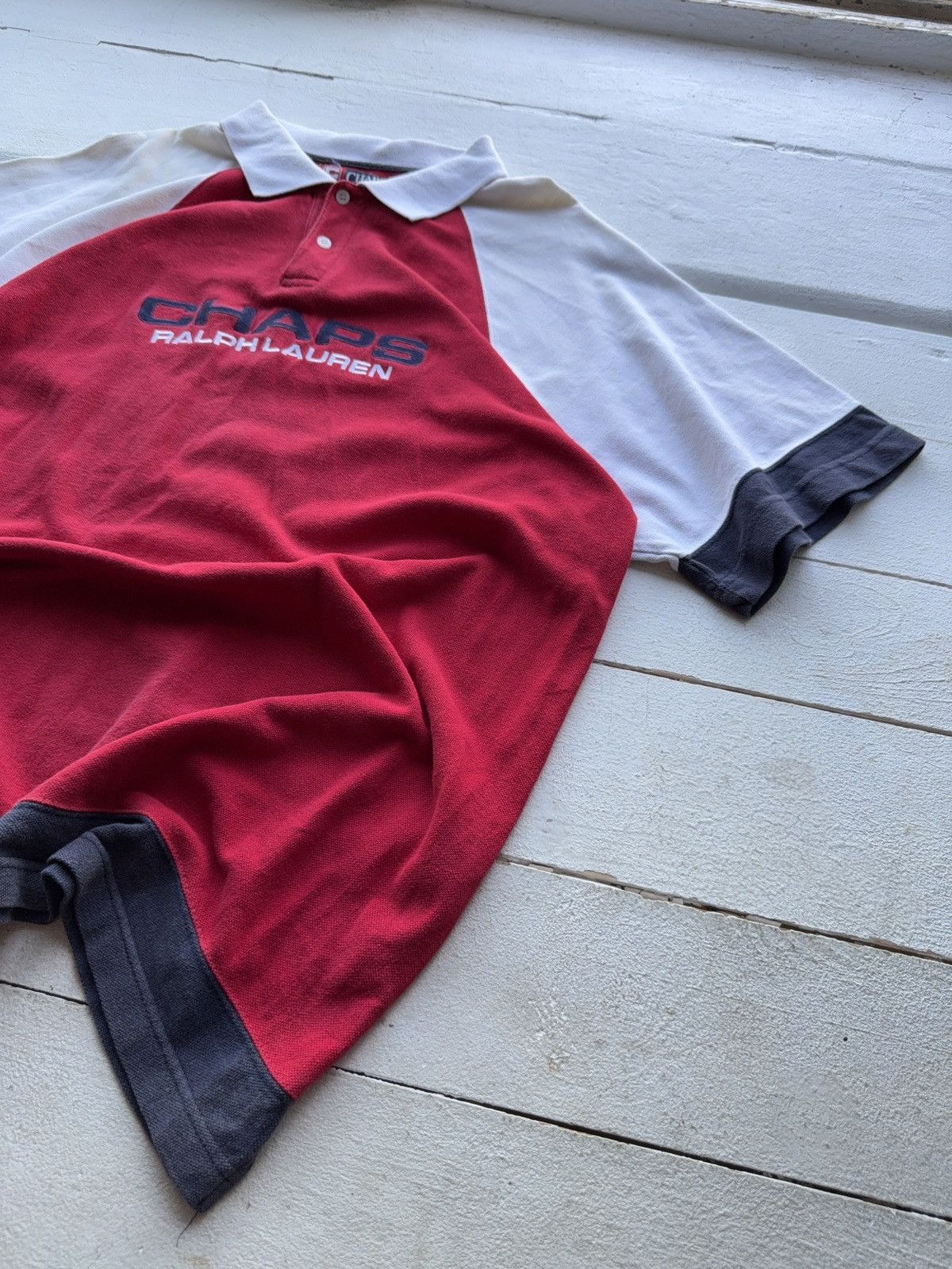 Polo Ralph Lauren Vintage 90s Chaps Ralph Lauren Retro Big Logo Polos Size US L / EU 52-54 / 3 - 3 Thumbnail