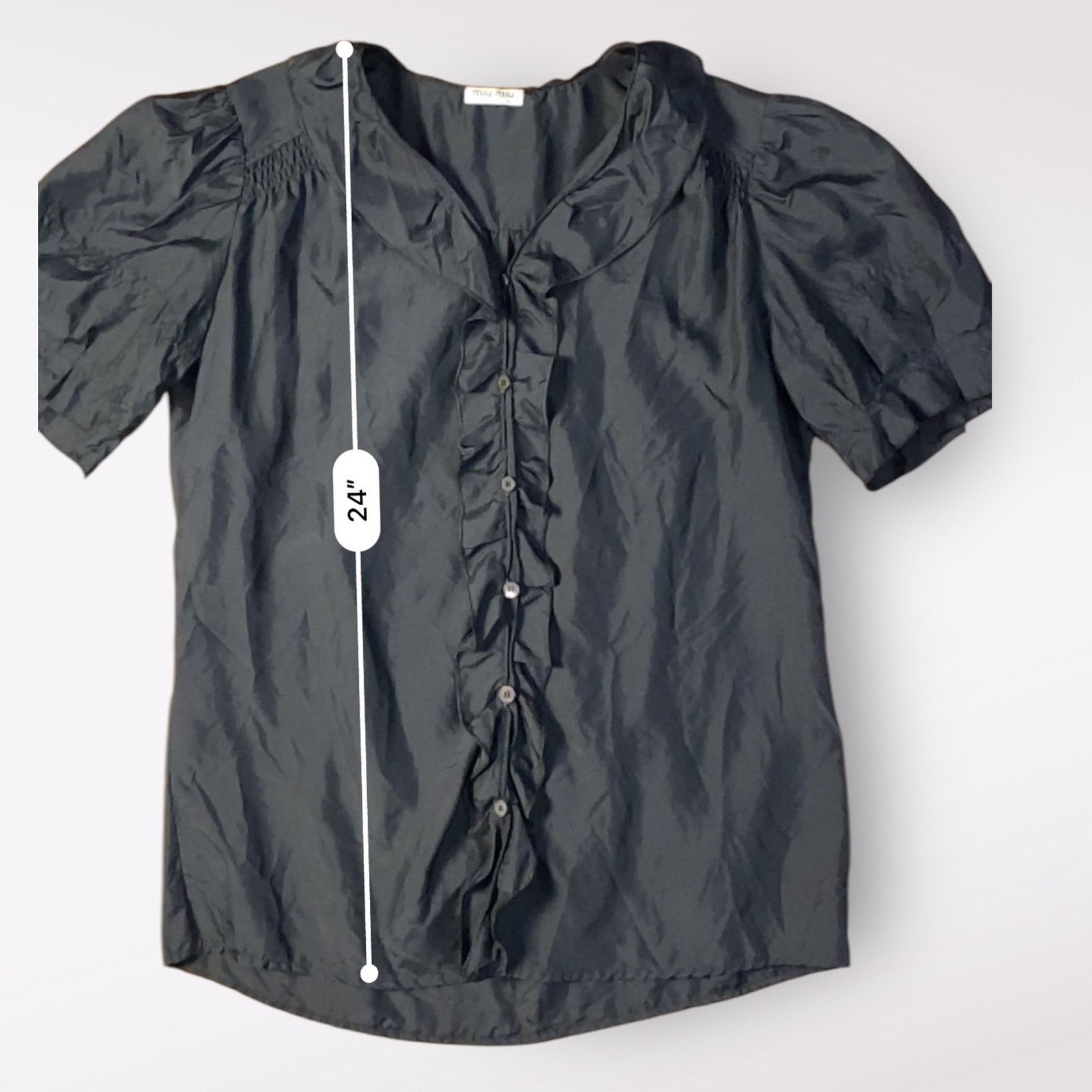 Miu Miu Miu Miu Vintage Y2K Black Silk Puff Sleeve Top Size EU 42 Size M / US 6-8 / IT 42-44 - 4 Thumbnail
