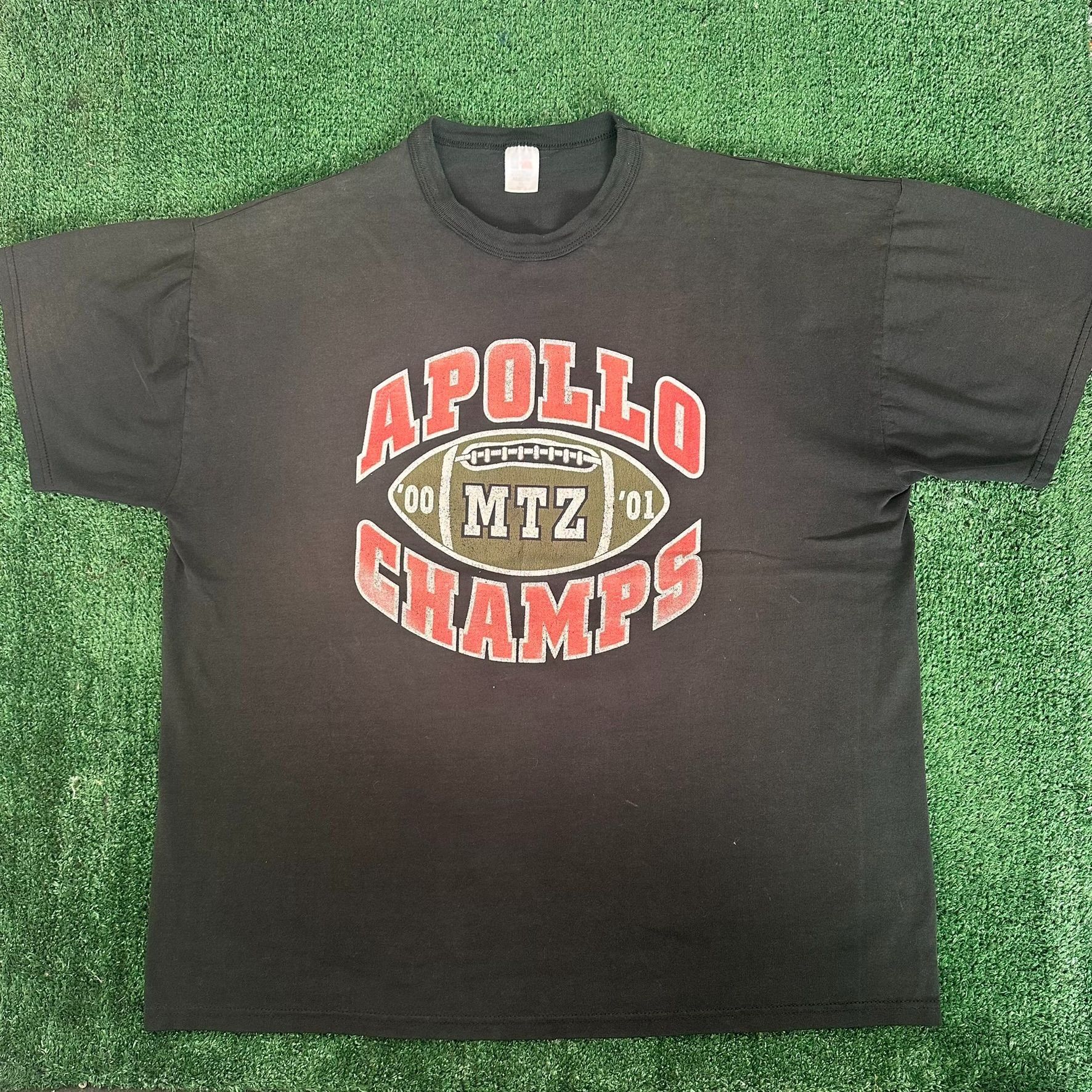 Russell Athletic Vintage Y2K Apollo Football T-Shirt Faded Black Grunge Distr Size US XL / EU 56 / 4 - 1 Thumbnail