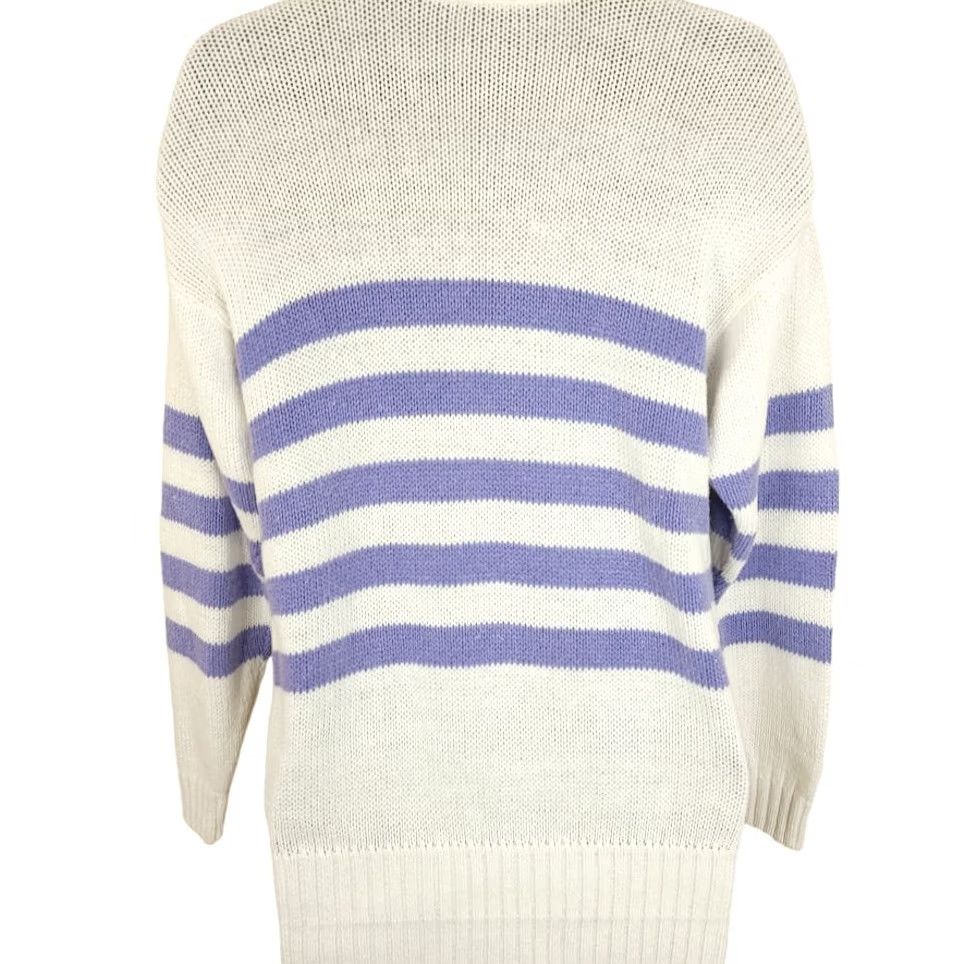Vintage VINTAGE Liz Sport Sweater Shirt Womens Small White Striped Palm Trees 80s 90s Tropical Pullover Size S / US 4 / IT 40 - 4 Thumbnail