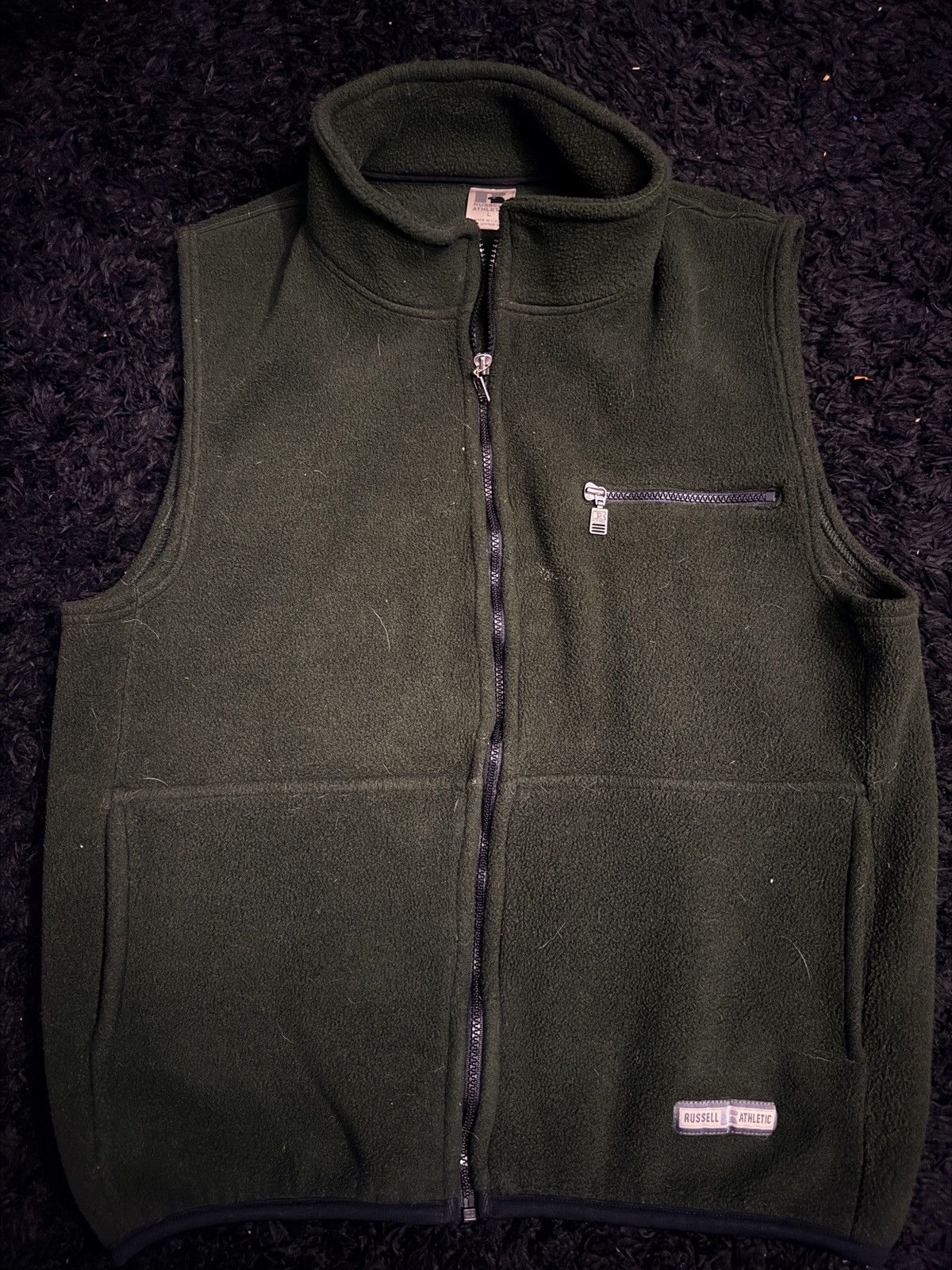 Russell Athletic Vintage Russell Athletic Mens Fleece Vest Forest Green Large Size US L / EU 52-54 / 3 - 1 Thumbnail