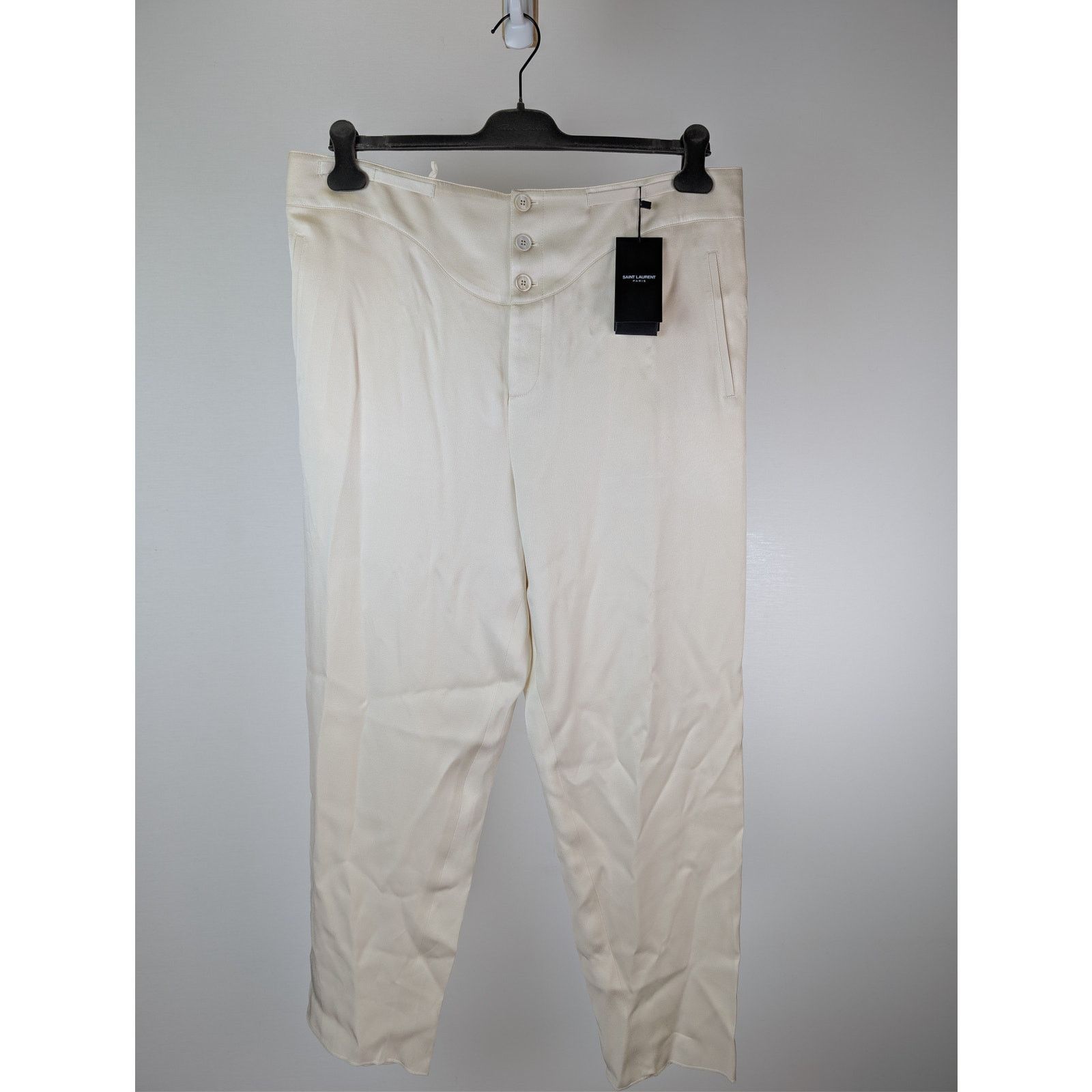 Saint Laurent Paris o1rshd1 Satin Crepe Pants in Craie Size US 38 / EU 54 - 8 Thumbnail