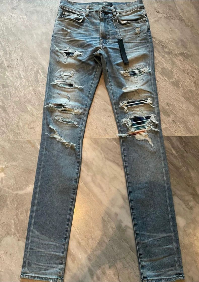 Amiri Amiri colorful patchwork blue jeans Size US 31 - 1 Thumbnail