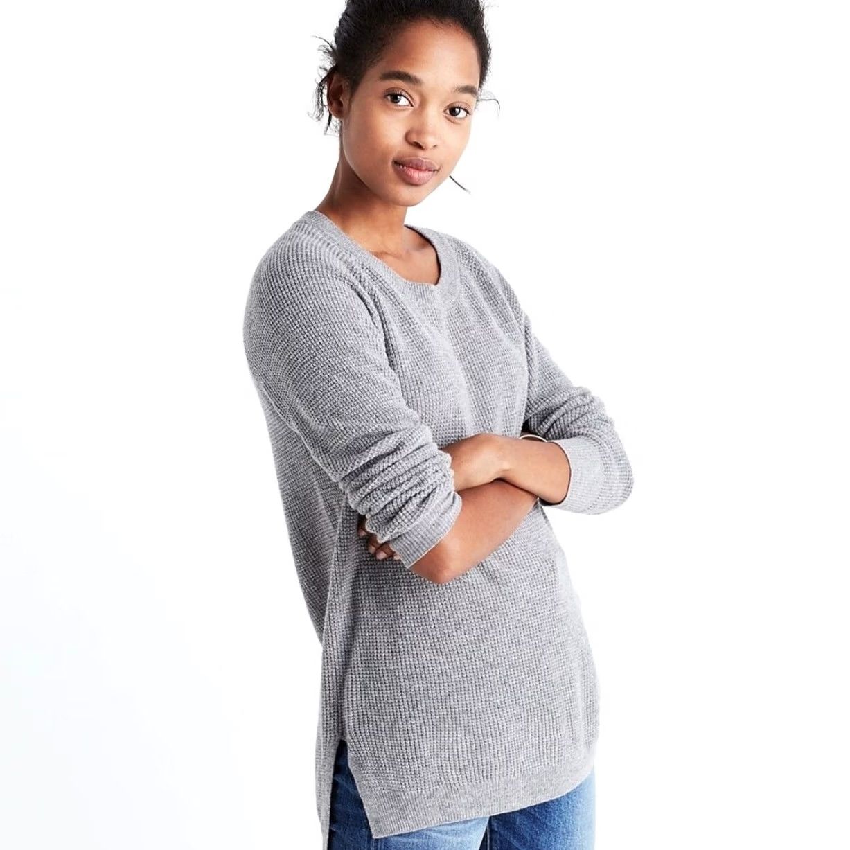 Madewell Madewell Waffle Knit Sweater Pullover Gray Wool Blend L Women's Pullover Knit Waffle-Stitch Wool Blend L Size L / US 10 / IT 46 - 2 Thumbnail