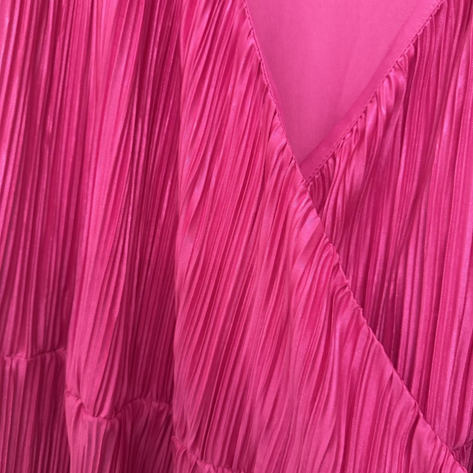 Designer Stunning Pink Pleated Wrap Dress by Pink Lily - Size 2XL Size XXL / US 16-18 / IT 52-54 - 3 Thumbnail