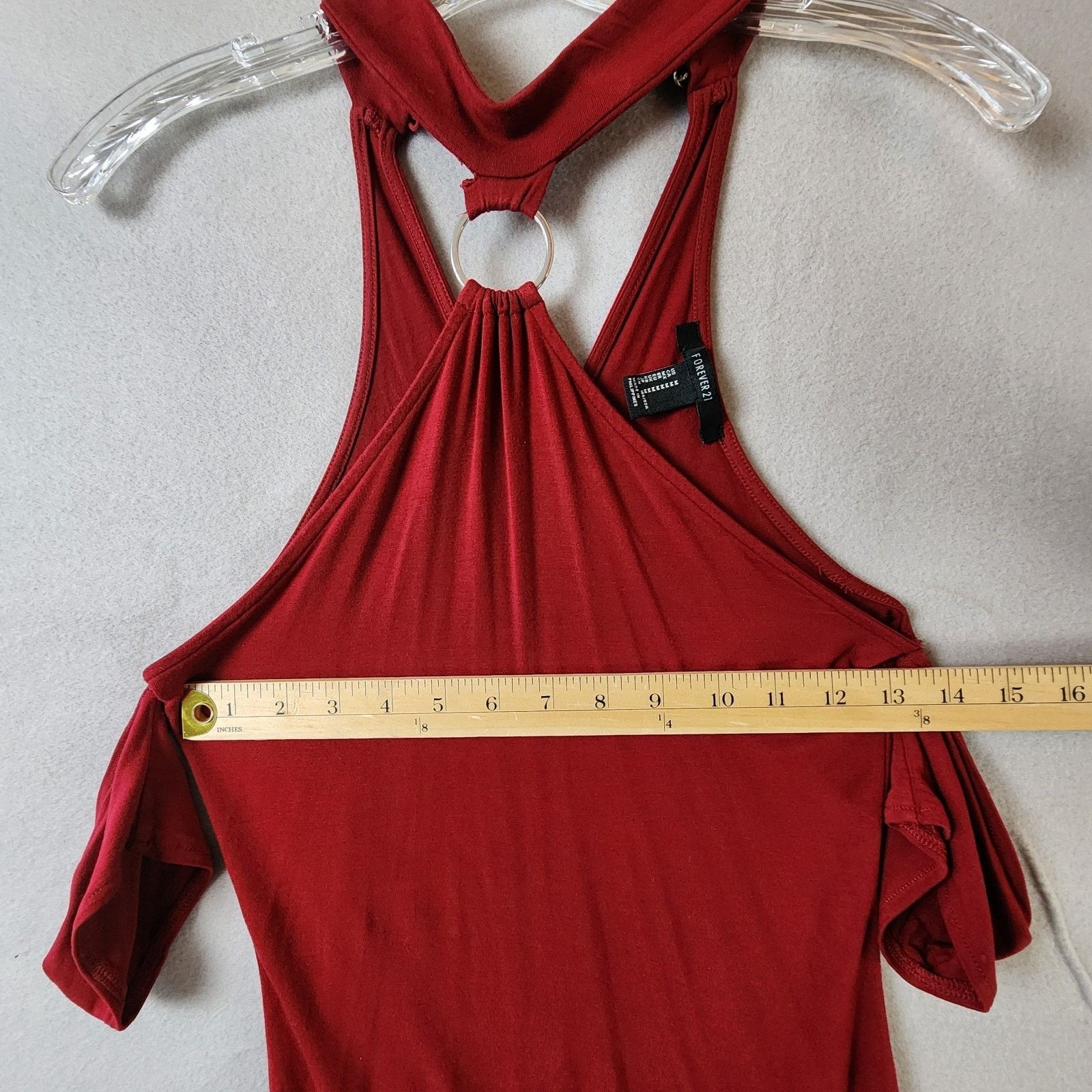 Forever 21 Forever 21 Halter Ring Cut-Out Mini Dress Medium Red Size M / US 6-8 / IT 42-44 - 4 Thumbnail