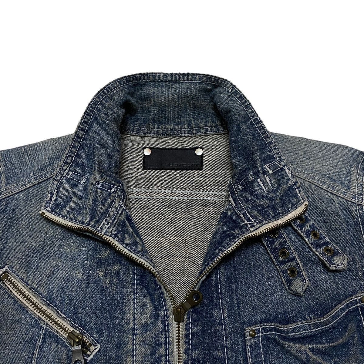 14th Addiction × Boycott × Le Grande Bleu (L.G.B.) Rare Design Vintage Brand Boycott Denim Trucker Jacket 2000s Size US M / EU 48-50 / 2 - 8 Thumbnail