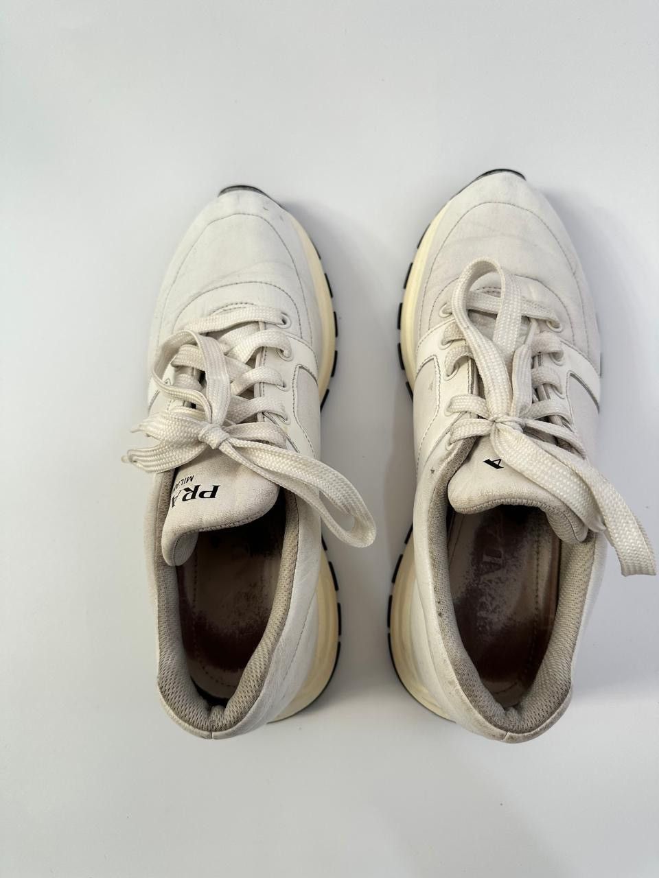 Prada Prada White Leather Low Top Sneakers Size 6.5 UK/ 7 US Size US 7.5 / EU 40-41 - 4 Thumbnail