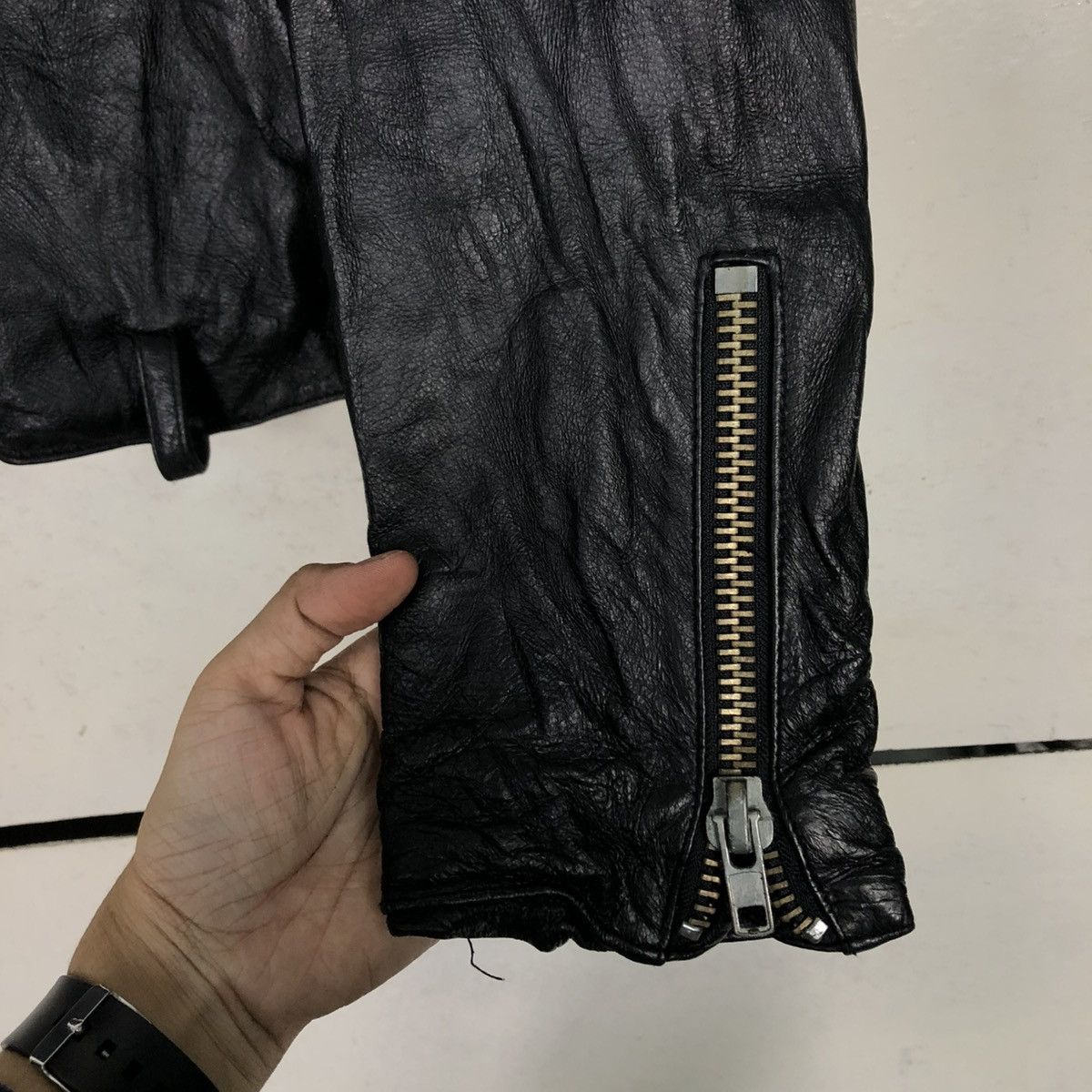 Japanese Brand 🔥VINTAGE BIKER LEATHER JACKET DOUBLE COLLAR PURETE Size US S / EU 44-46 / 1 - 17 Thumbnail