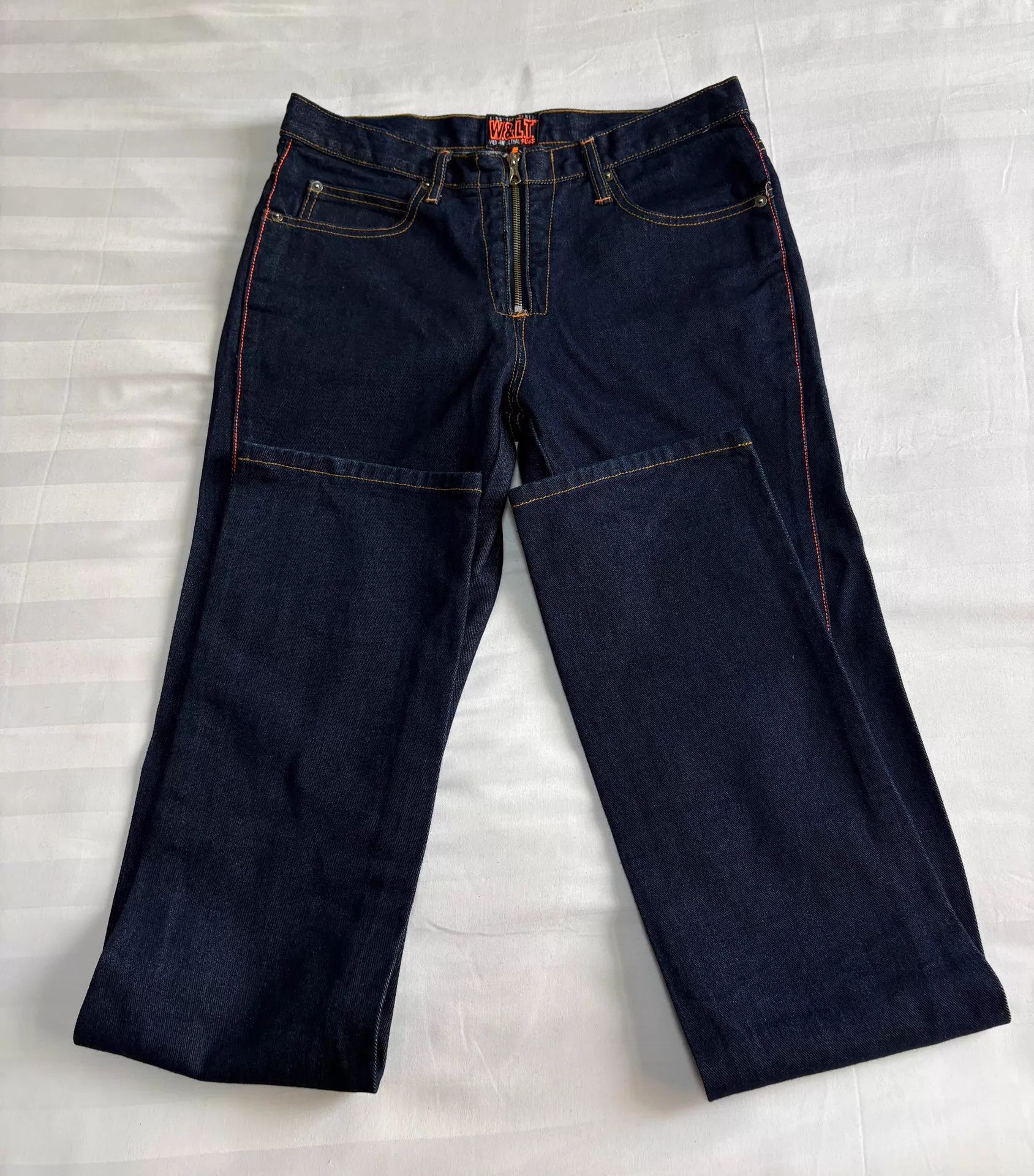 Walter Van Beirendonck W&LT Vintage Raw Denim Jeans: Topstitch Lightning Slim Size US 31 - 5 Thumbnail