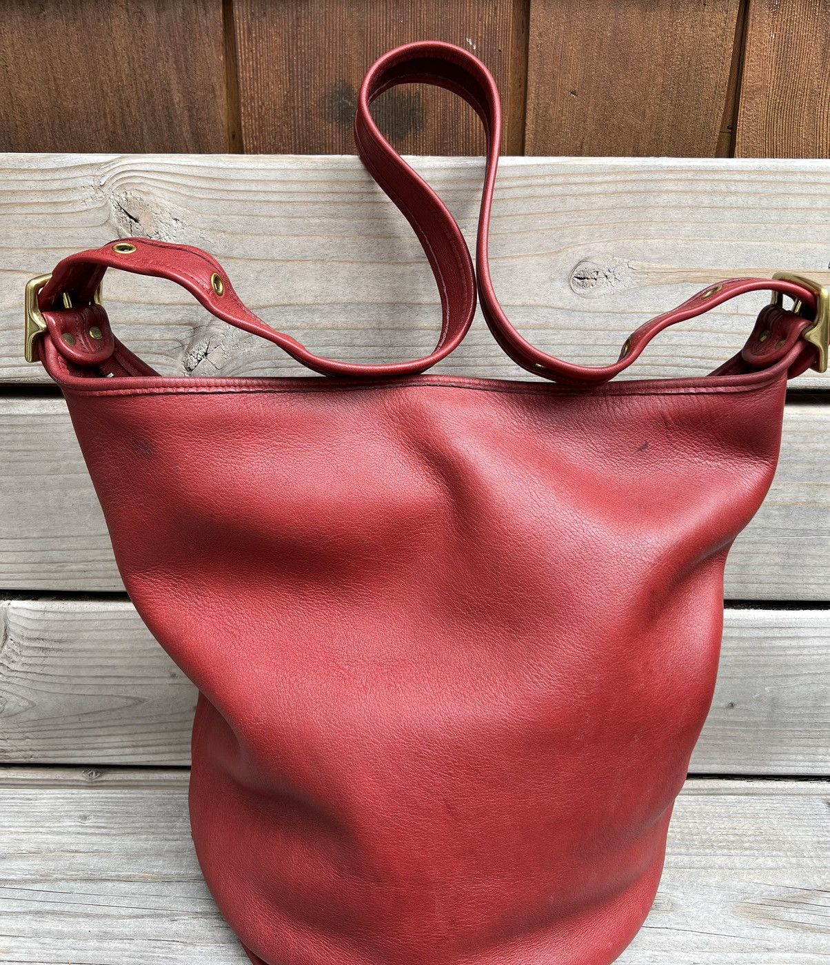 image of Xl Vintage Coach Duffle Weekender Carryall 9085,red, Women's
