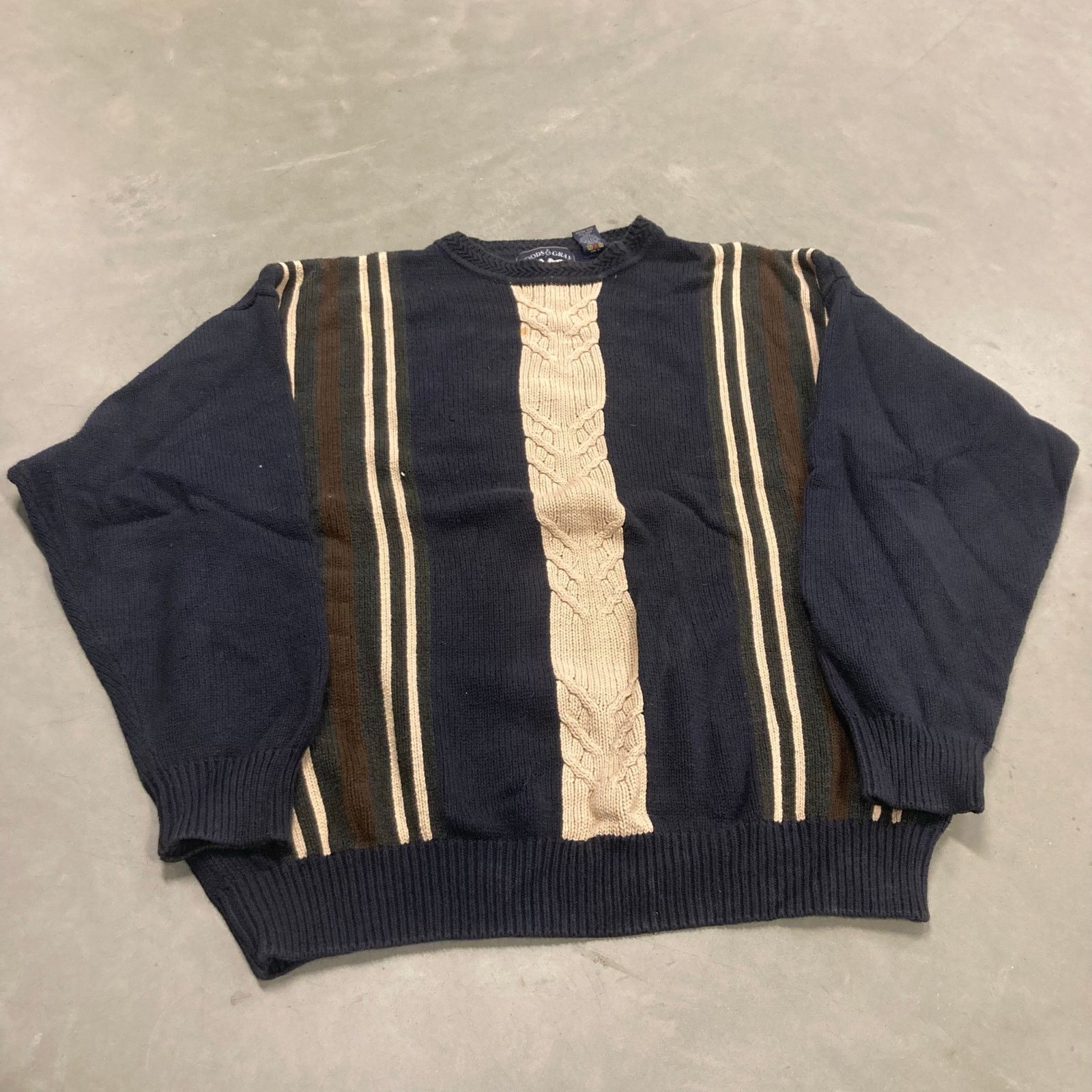Vintage vintage woods & gray striped sweater Size US XL / EU 56 / 4 - 1 Thumbnail