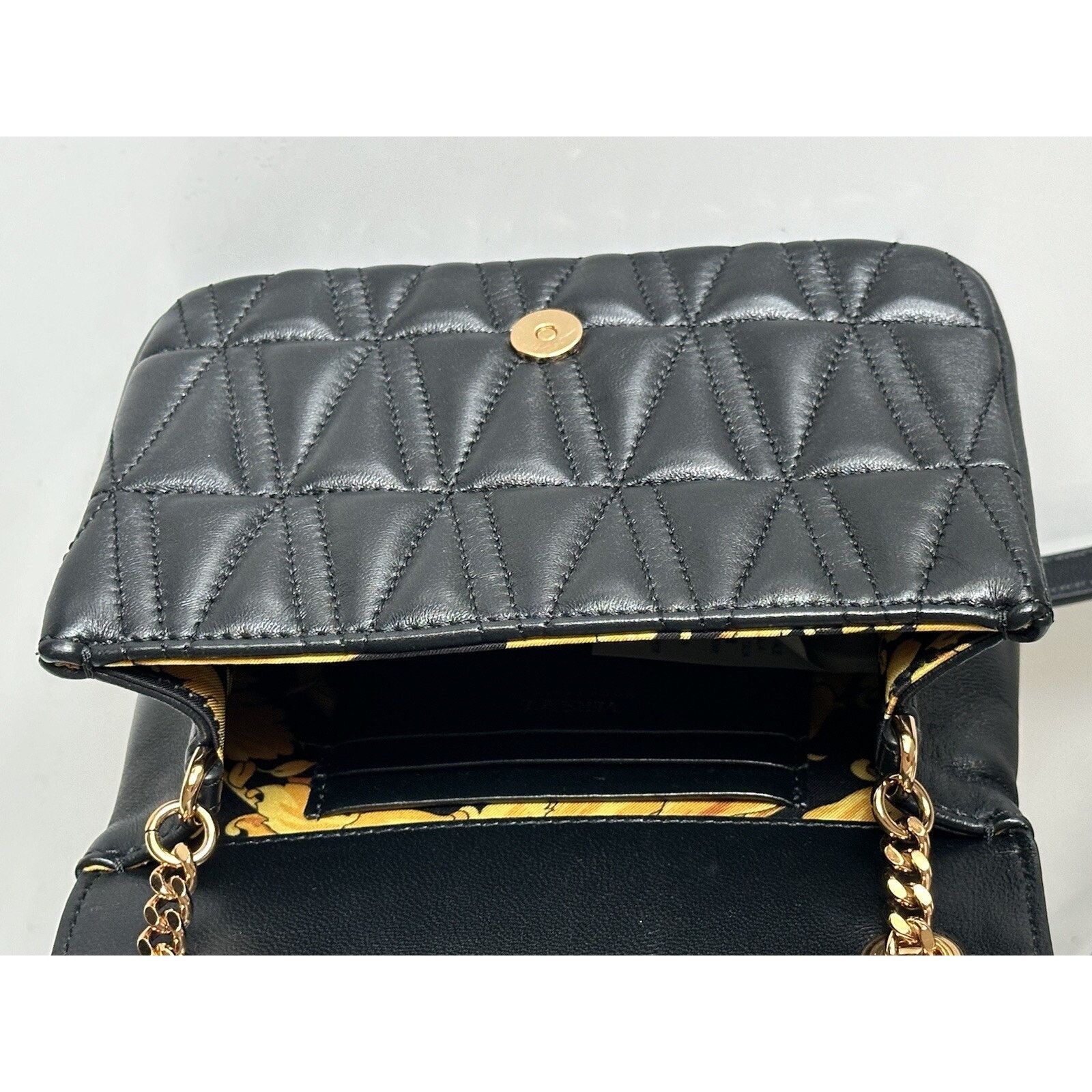 Versace Versace Virtus Quilted Leather Black Crossbody Bag DBFH821 Size ONE SIZE - 12 Thumbnail