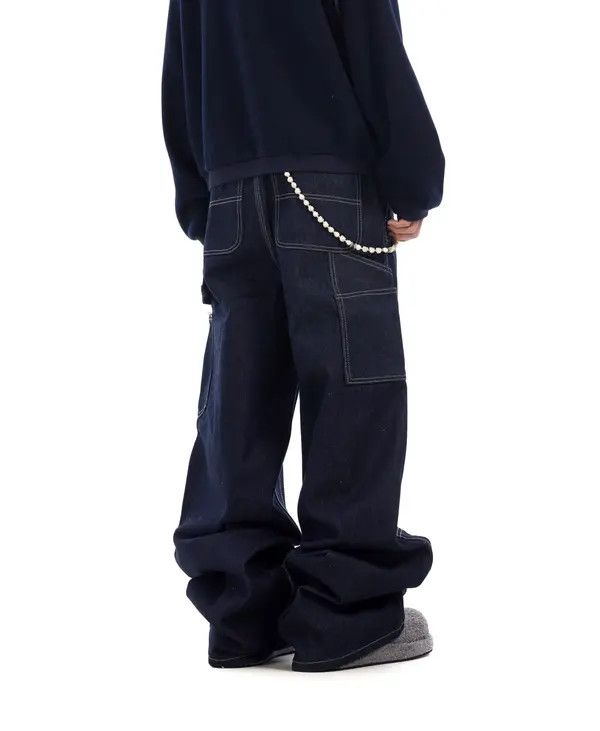 VIBE High Street Clean Fit Multi Pockets Dark Blue Baggy Jeans Size US 30 / EU 46 - 3 Thumbnail