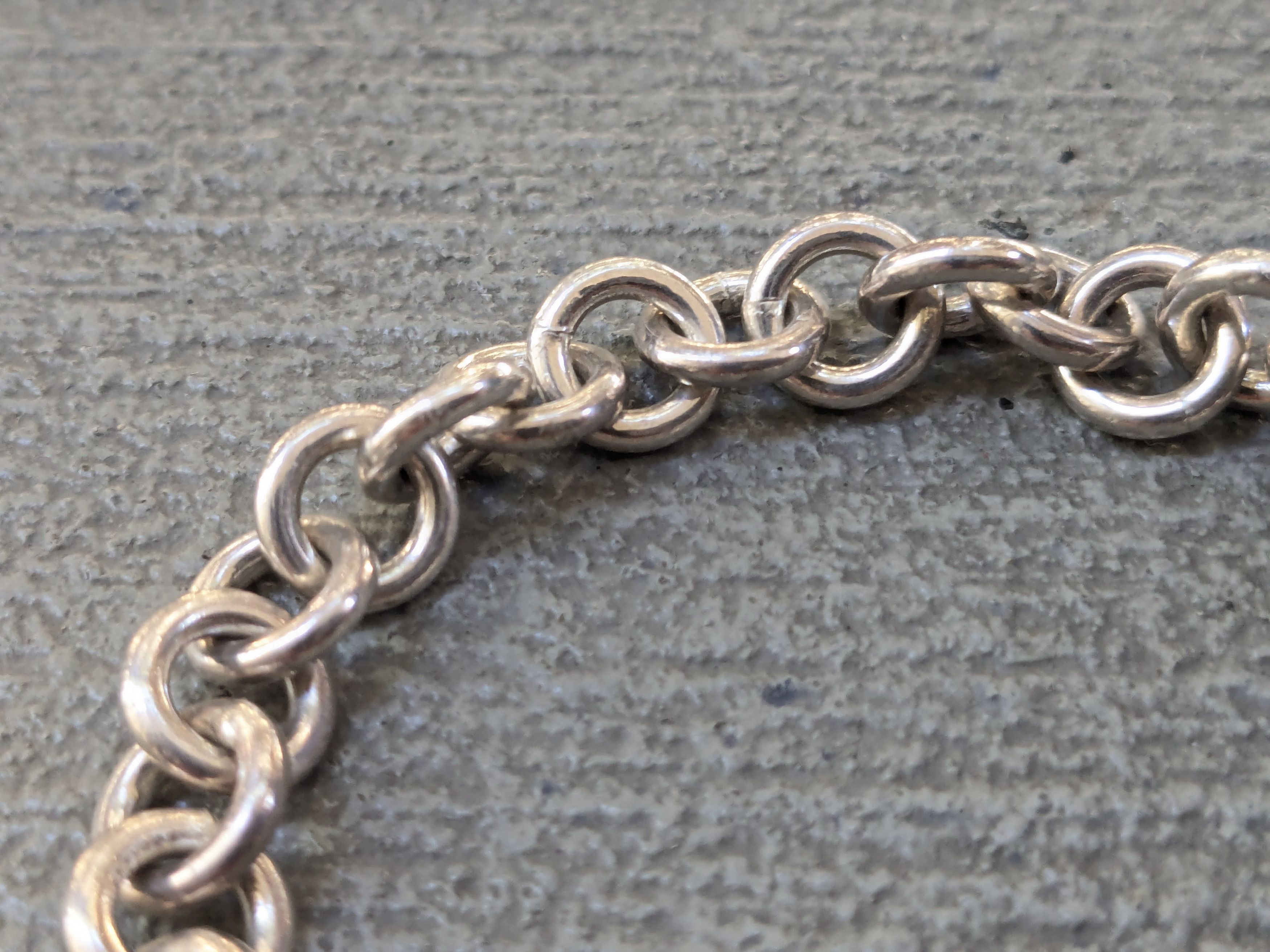 Jewelry Vintage Sterling Silver Bracelet Rolo Round 7.5" Chain Link Size ONE SIZE - 2 Thumbnail