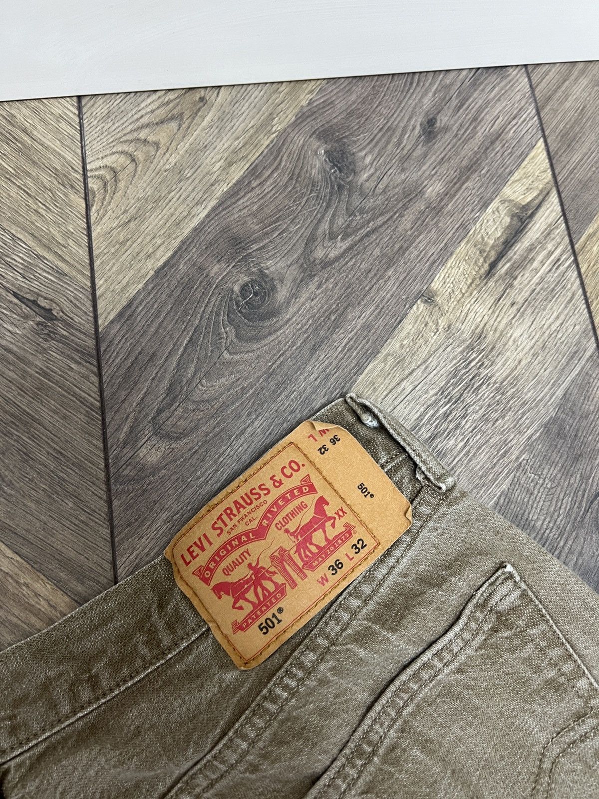 Levi's × Vintage Levis 501 Camel Brown Denim Jeans White Oak Cone Size US 36 / EU 52 - 12 Thumbnail