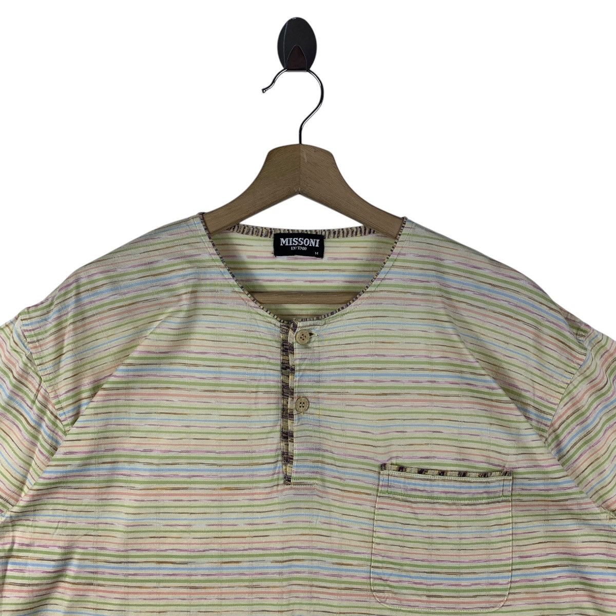 Missoni × Vintage Vintage MISSONI small logo embroidery stripe tee Size US M / EU 48-50 / 2 - 2 Thumbnail